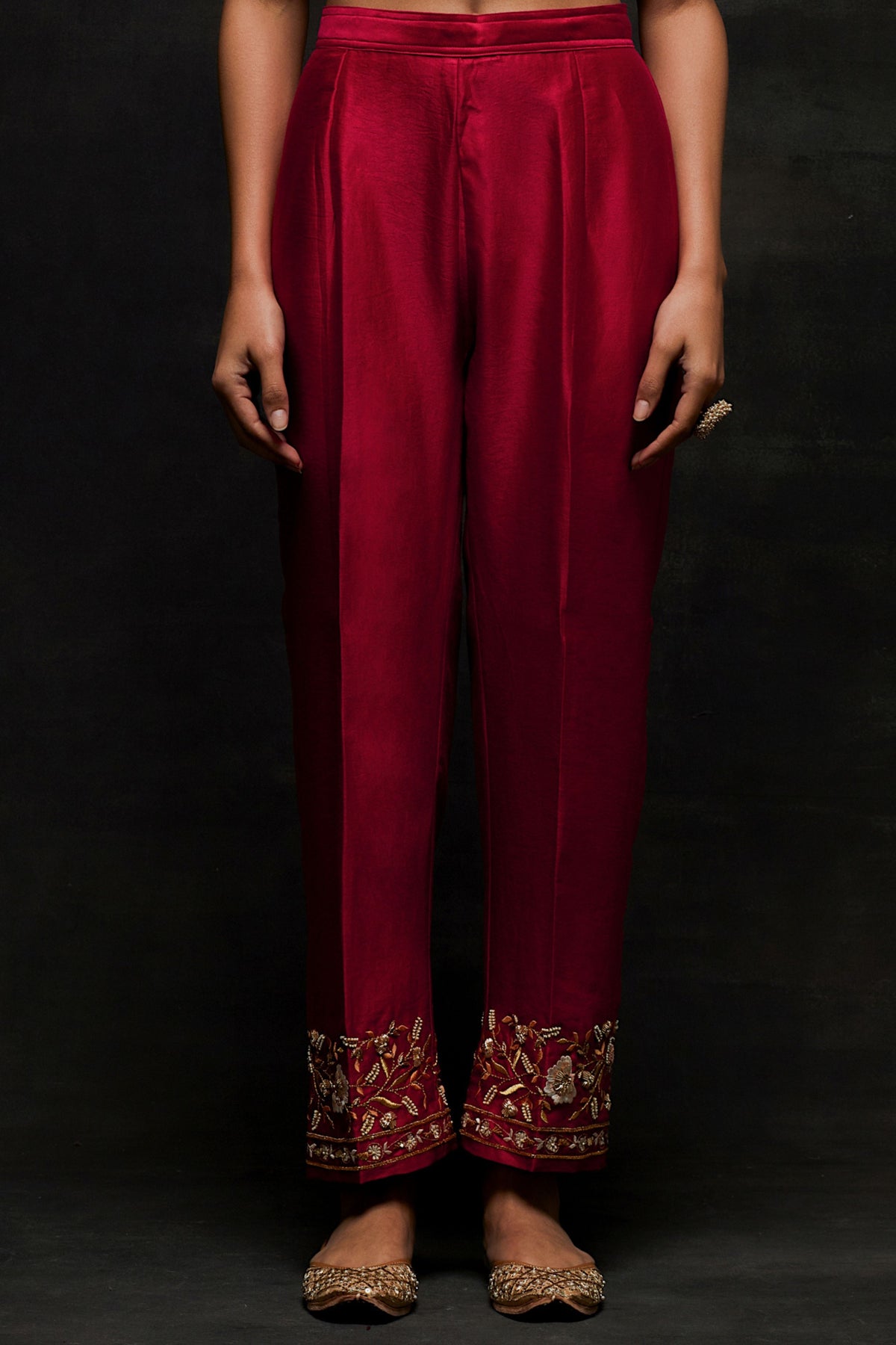 Red Placket Kurta Set