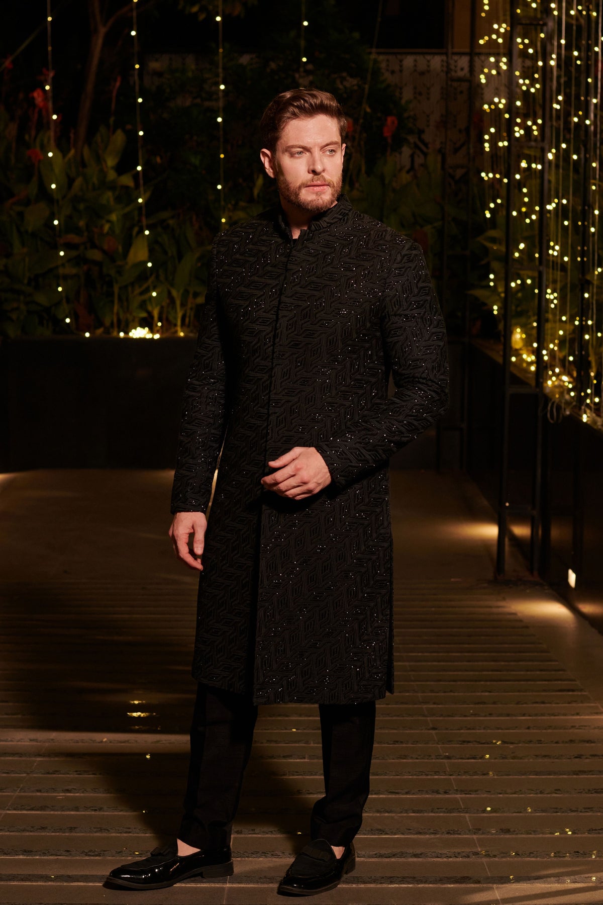 Jet Black Sherwani Set