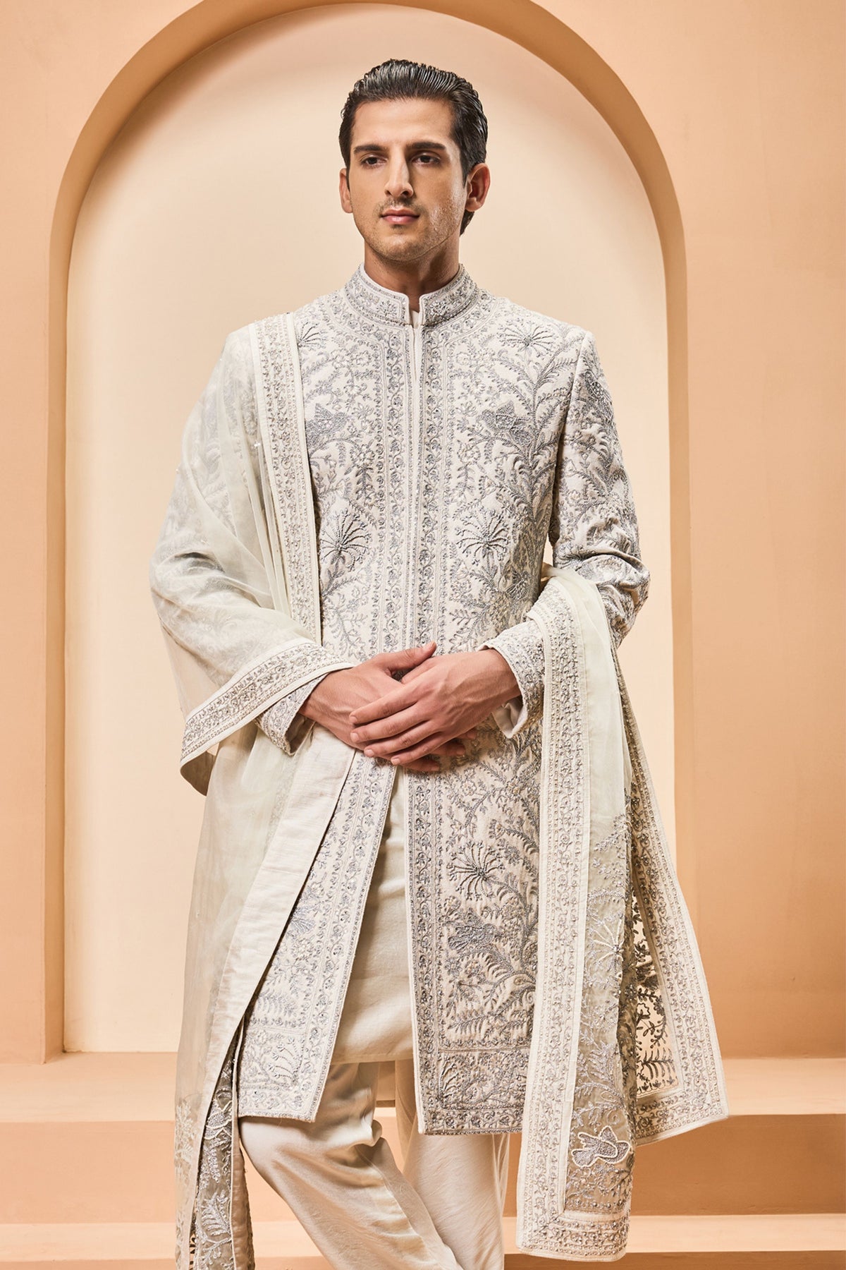 Ivory Zari Sherwani Set