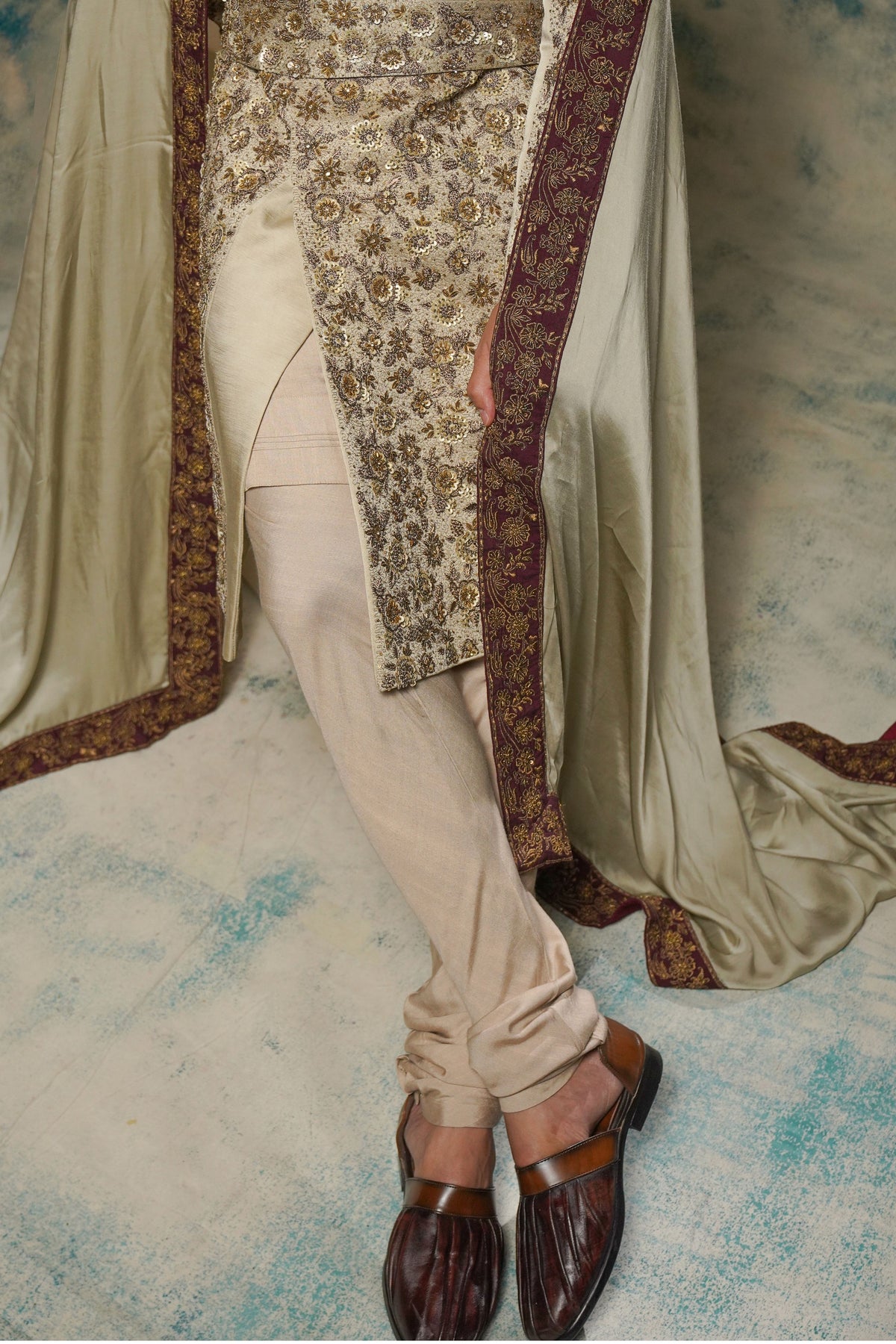 Sand Grey Sherwani Set