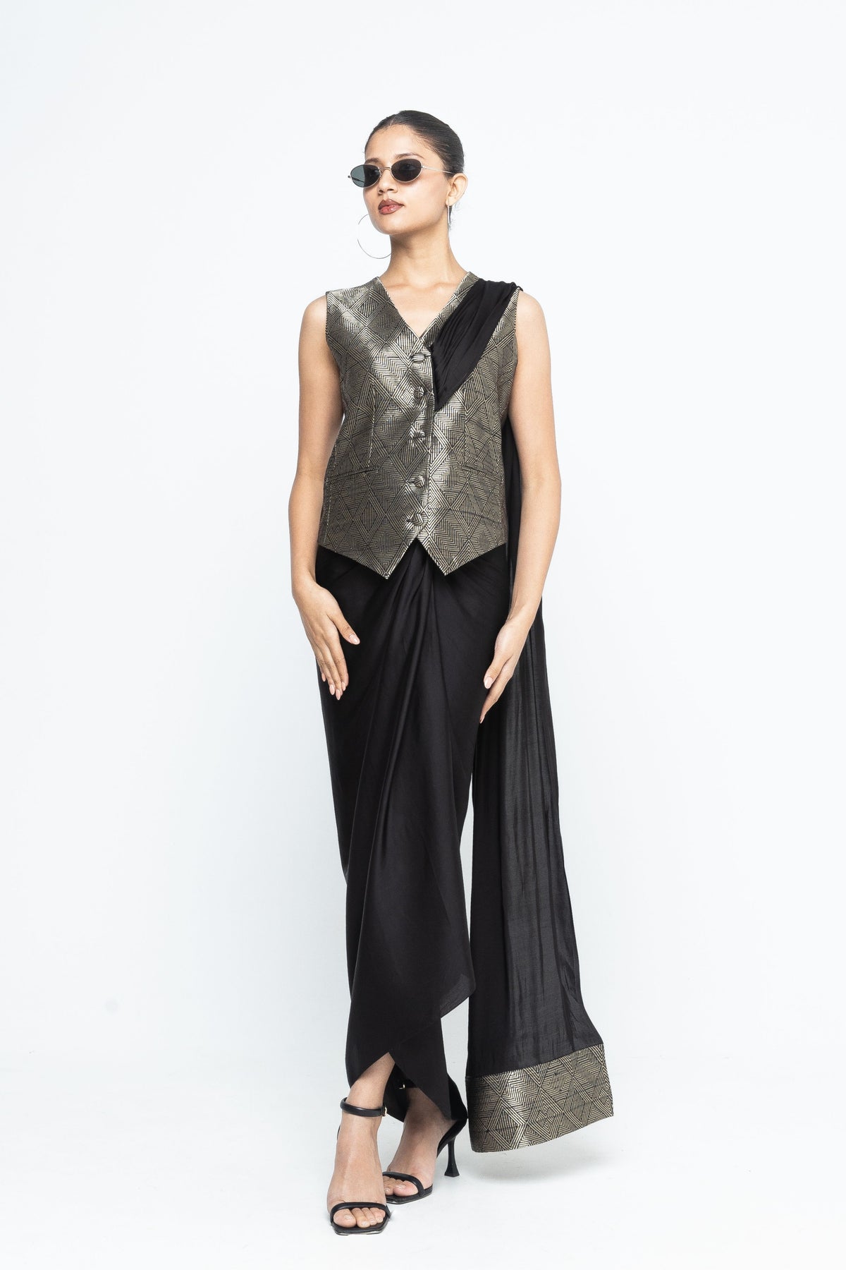 Kiara Statement Black Waistcoat Set
