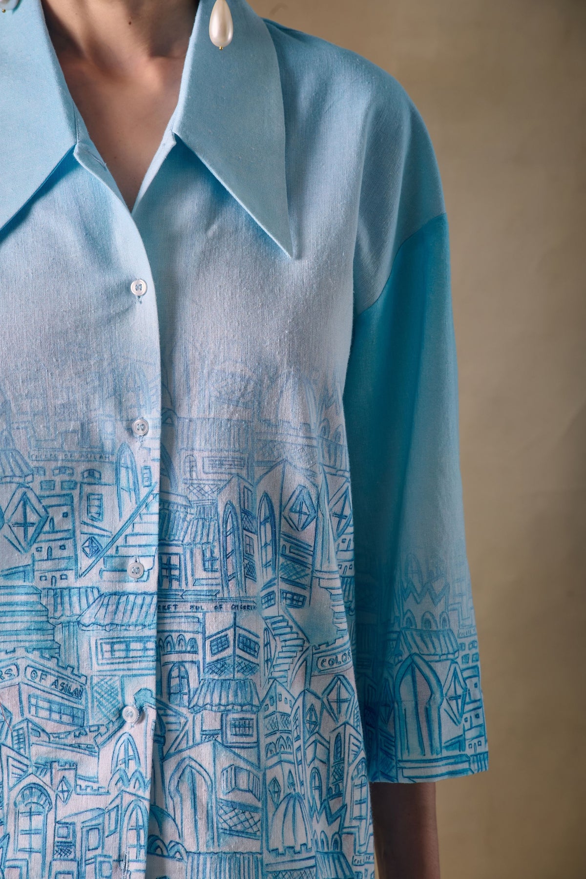 Blue Landscape Kimono Shirt