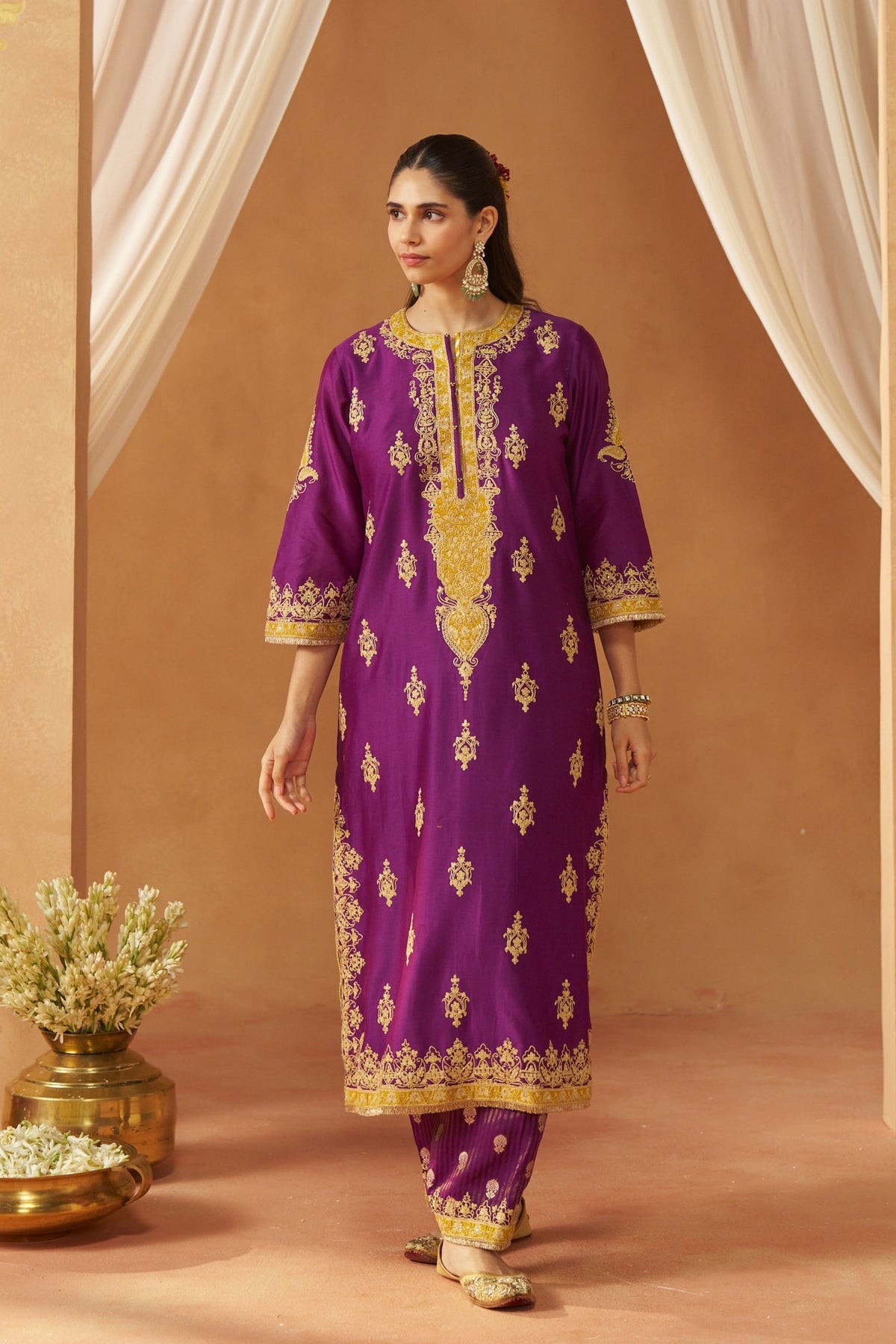 Mubina Deep Purple Kurta Set