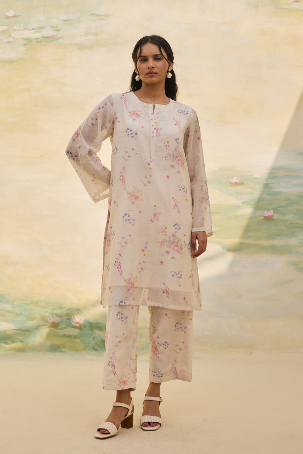 Ivory Floral Tunic Set