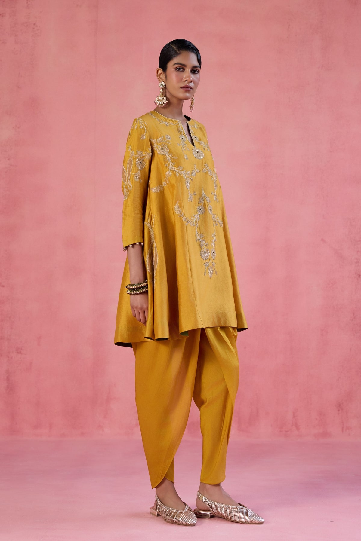 Nargis Mustard Dhoti Set