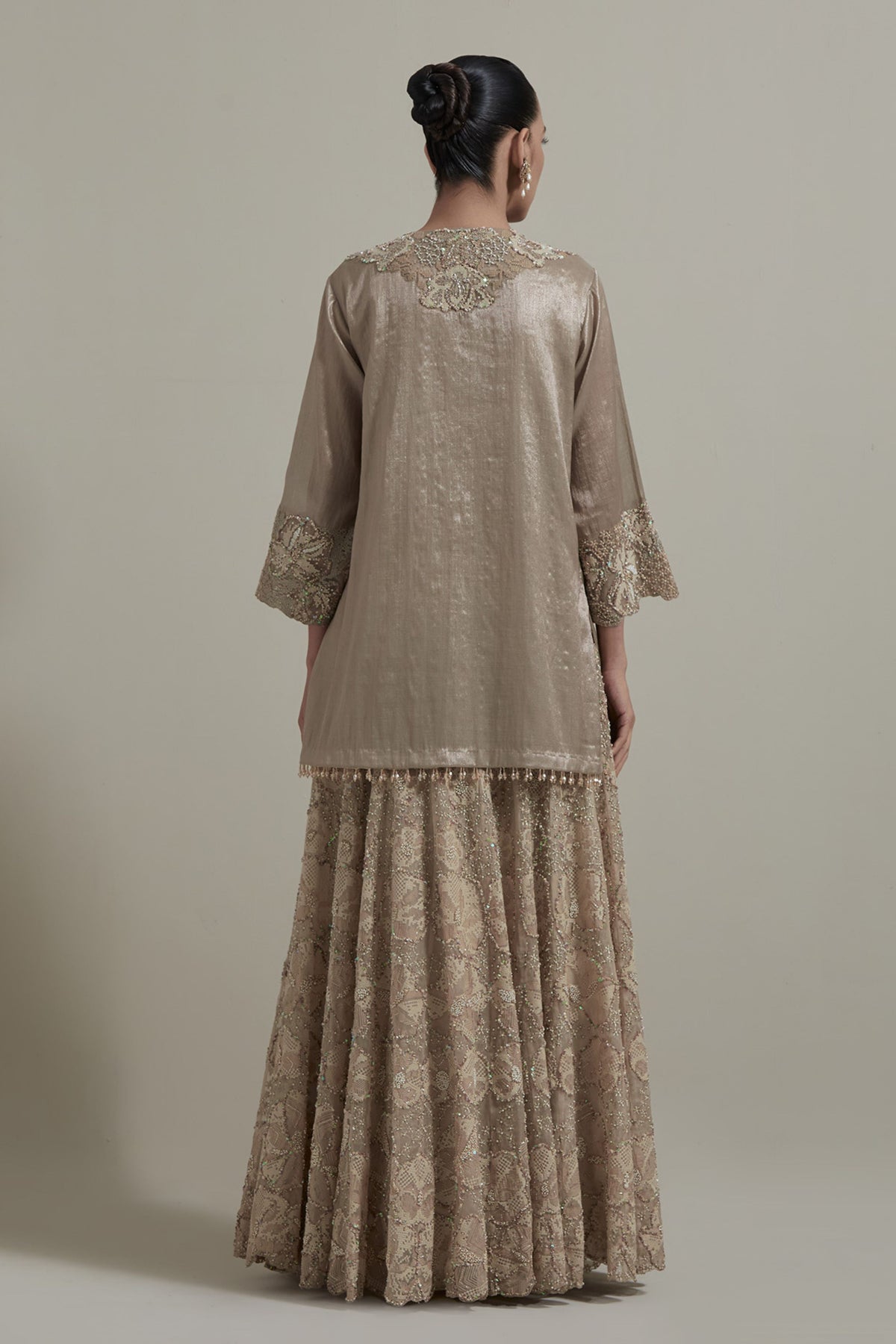 Beige Kurta Skirt Set