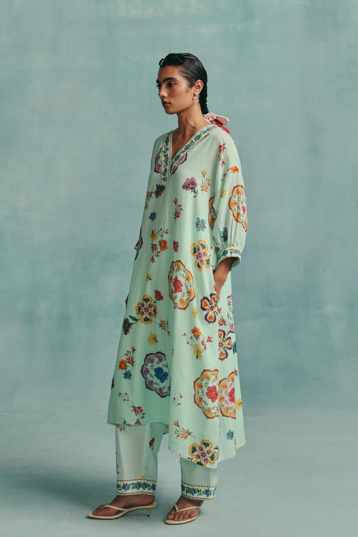Daisy Blue Kaftan Set