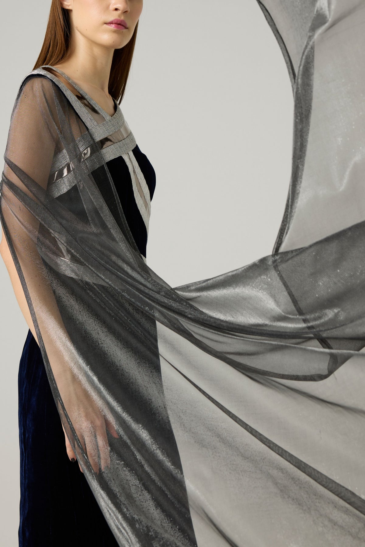 Metallic Tape Velvet Dress