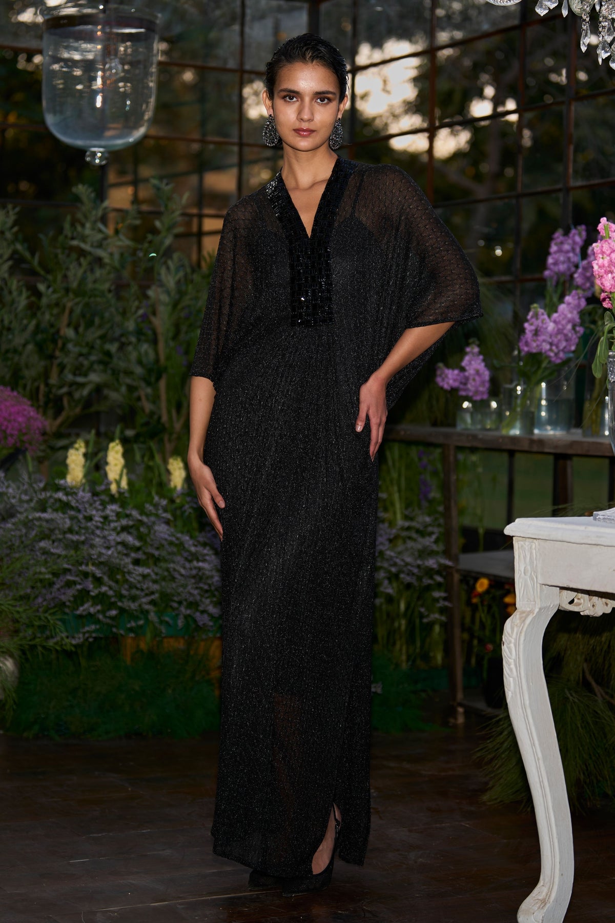 Black Draped Kaftan