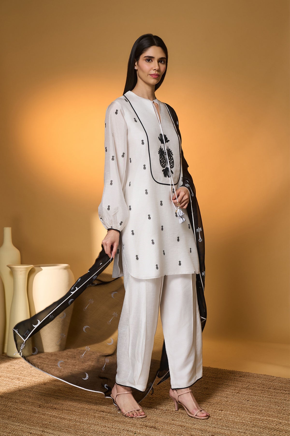 Ivory Pine-code Kurta Set