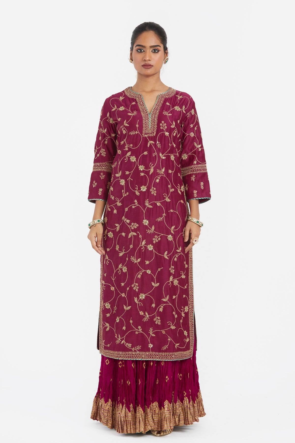 Chanderi Red Lehenga Set