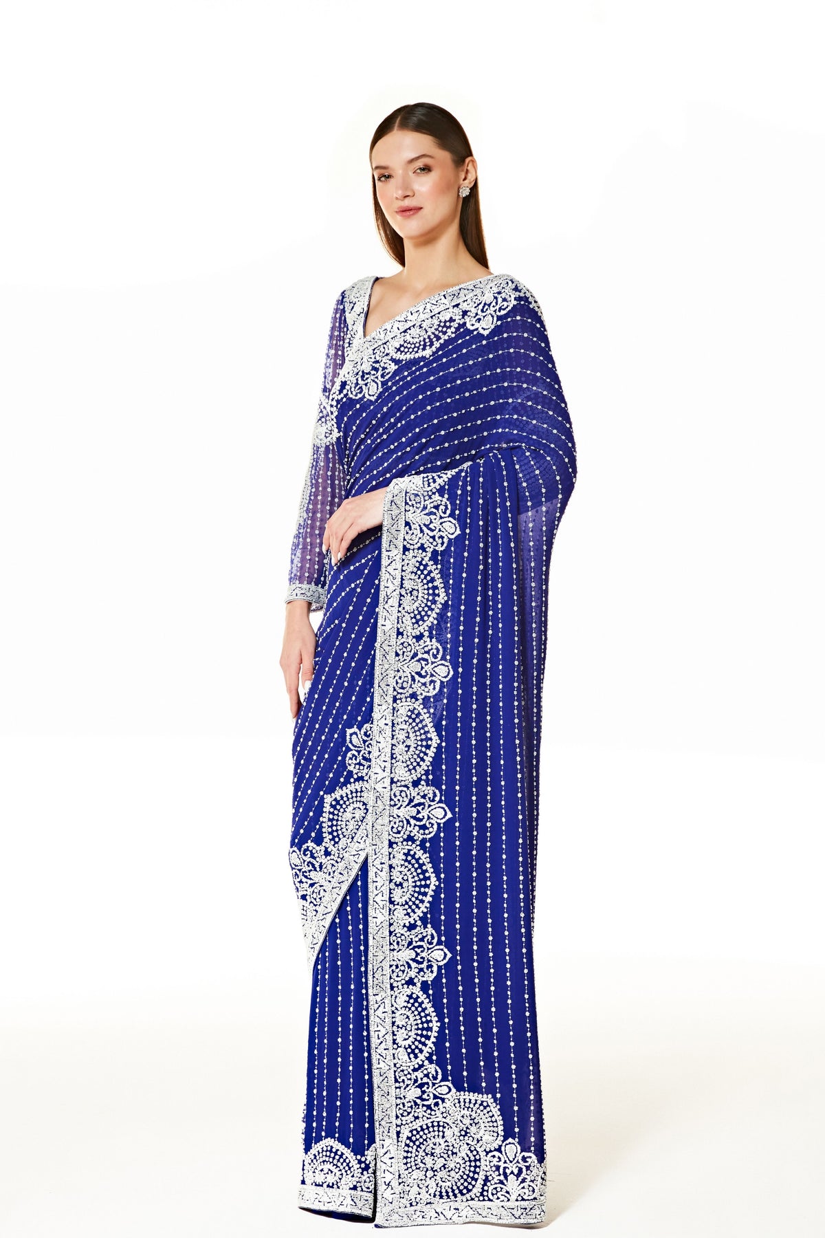 Royal Blue Zaynab Saree Set