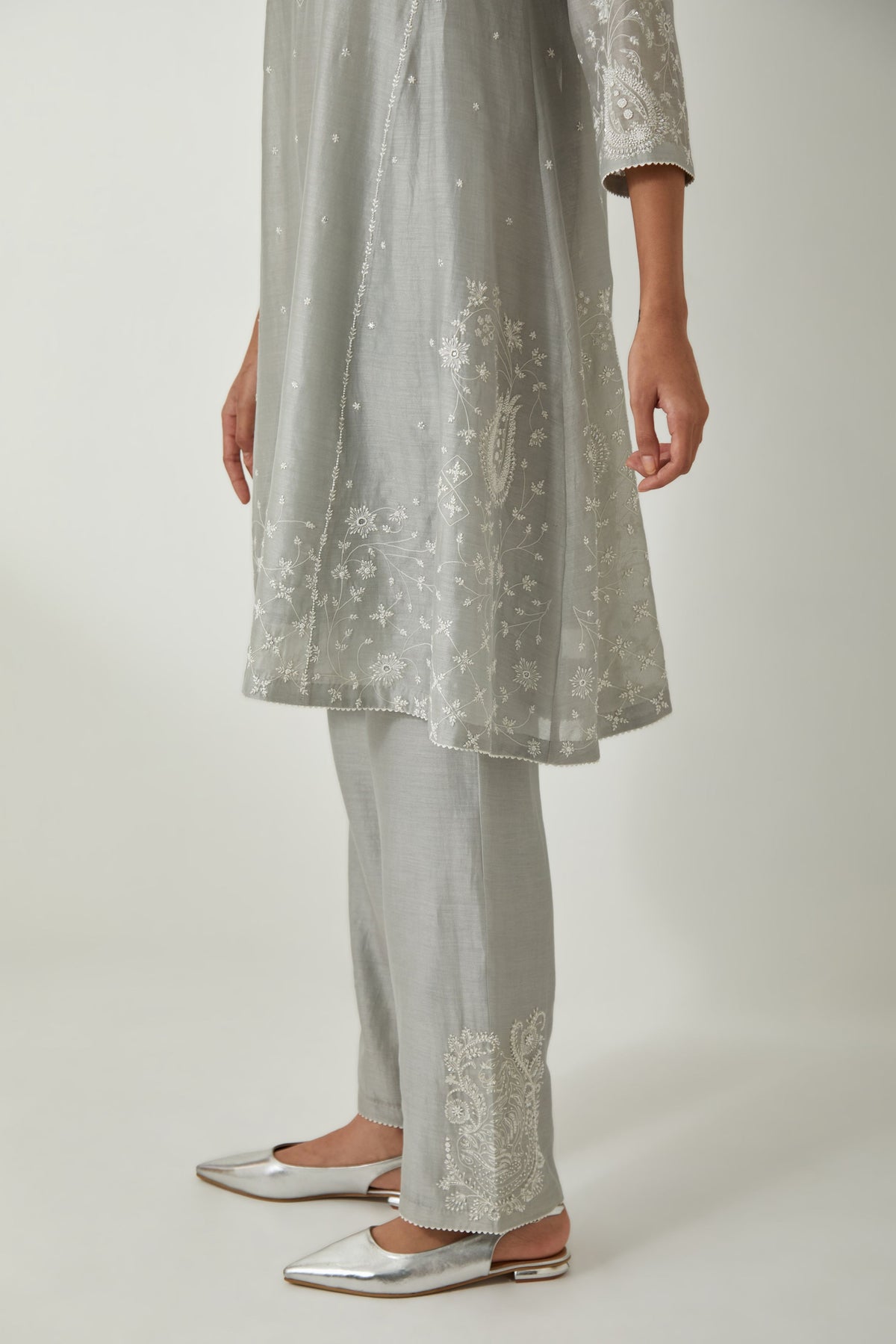 Grey Kalida Short Kurta Set