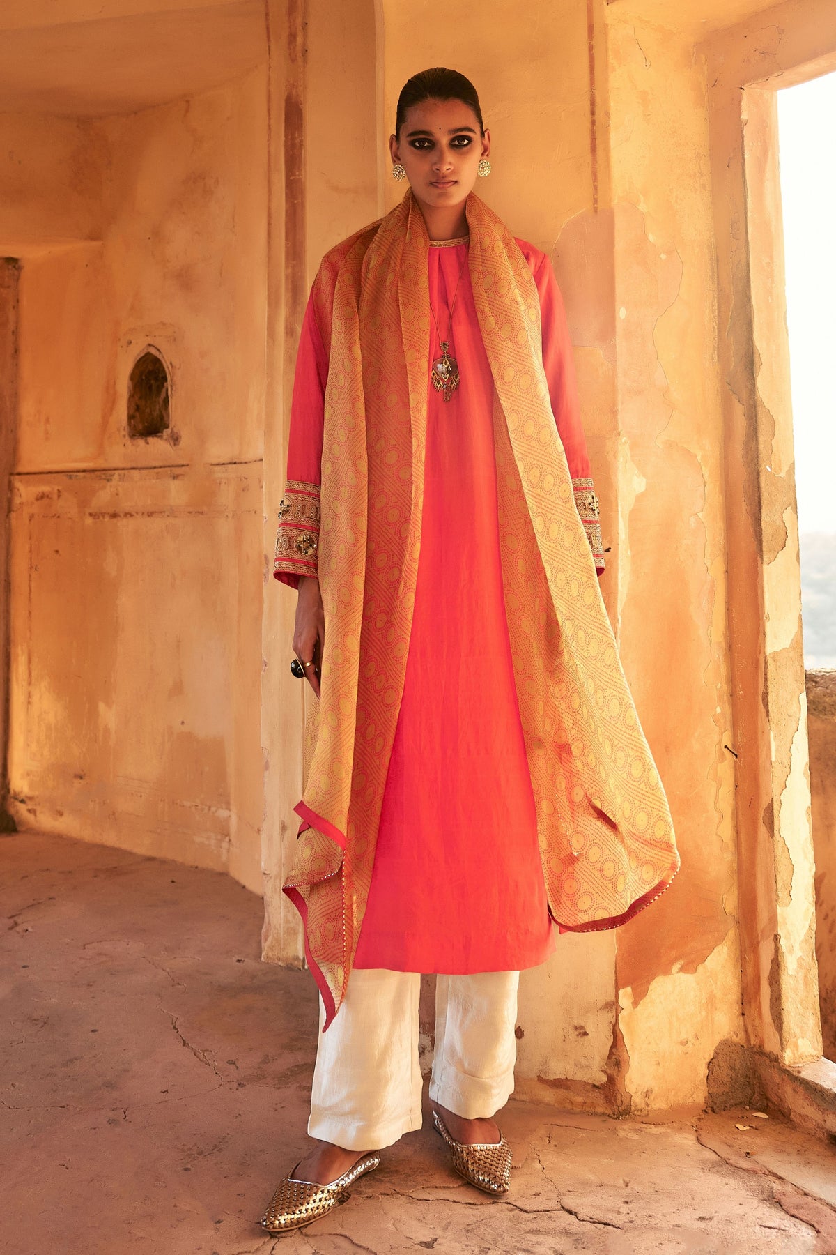 Orange Dori Kurta Set