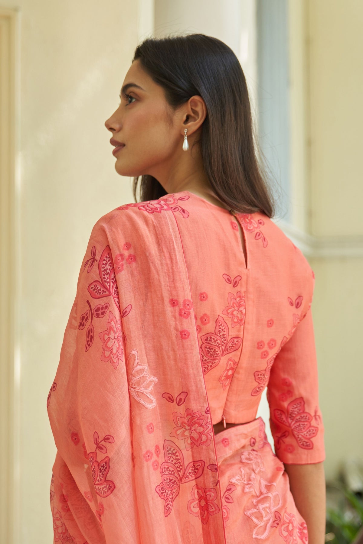 Hibiscus Floral Applique Saree