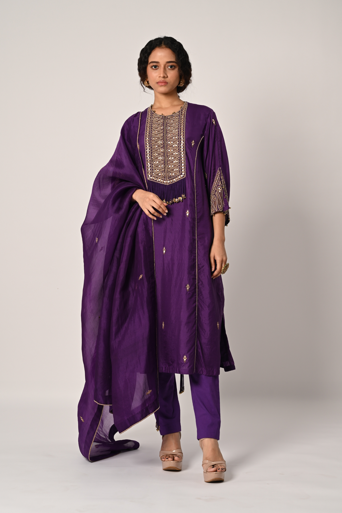 Purple Princess Cut Kurta Set