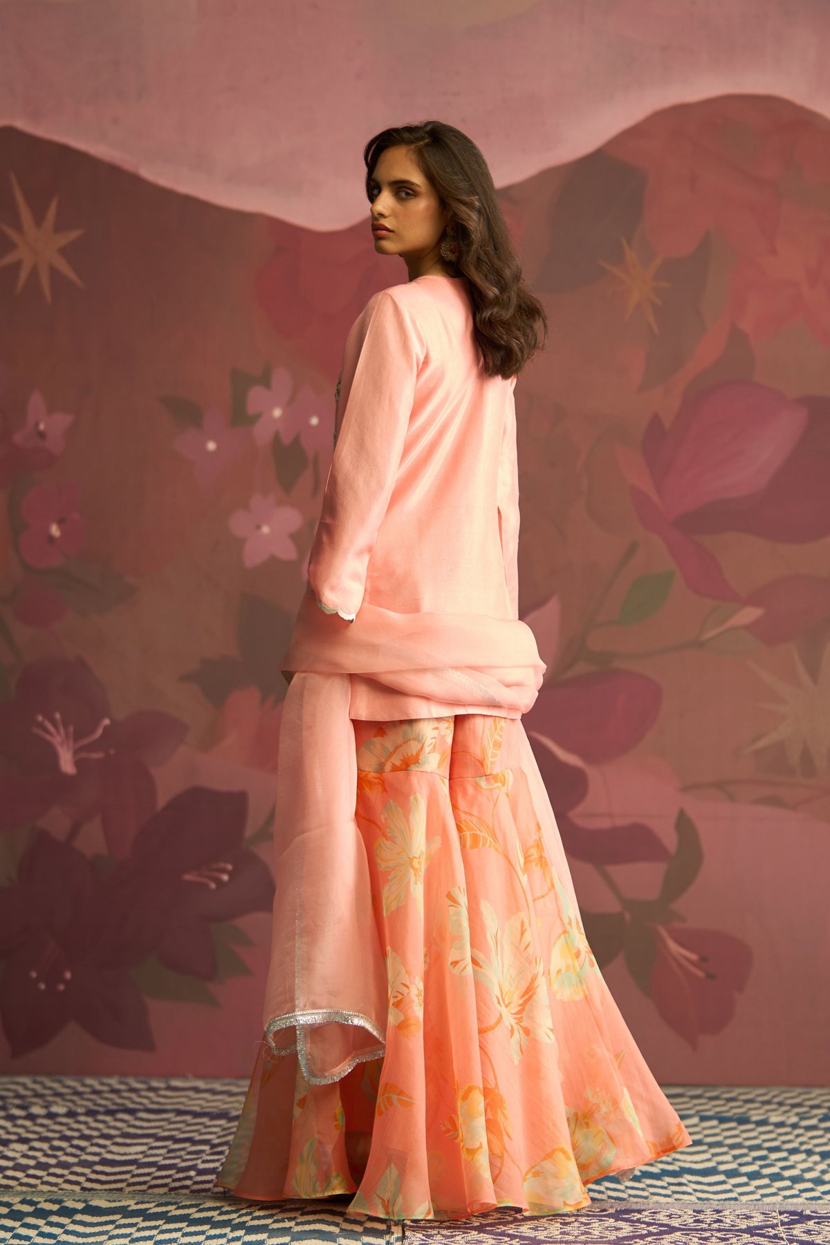 Peach Ember Sharara Set