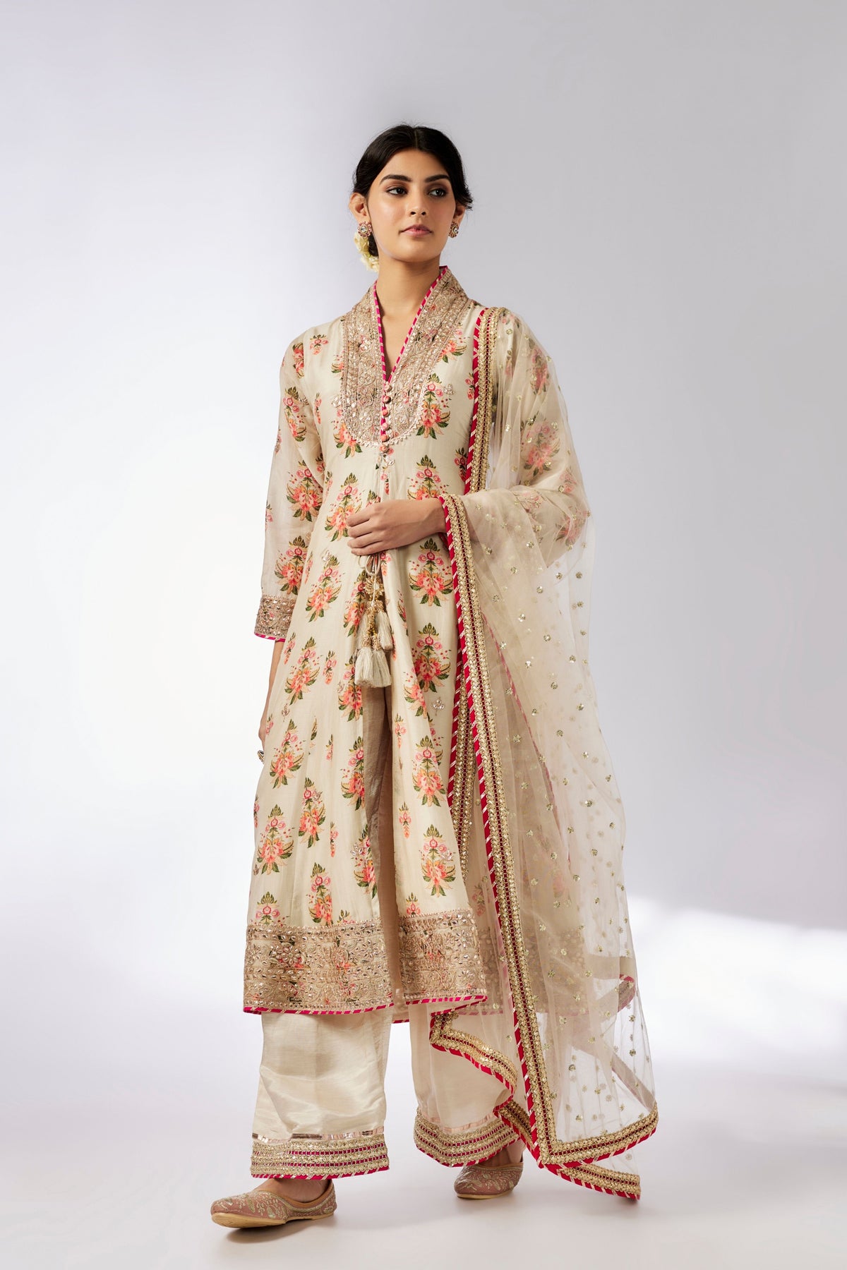 Ivory Mansi Kurta Palazzo Set