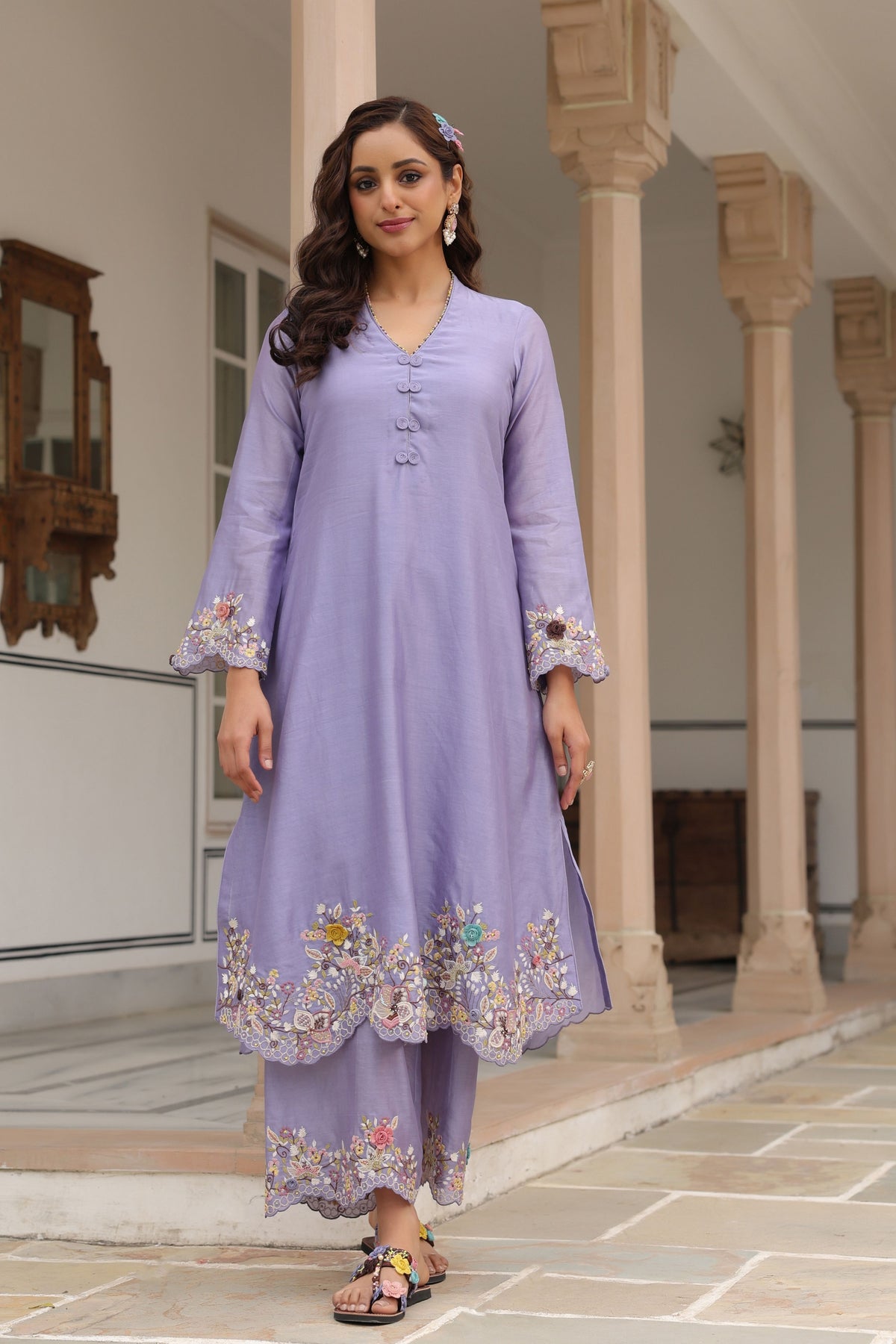 Gulzar Lilac Scallop Kurta Set