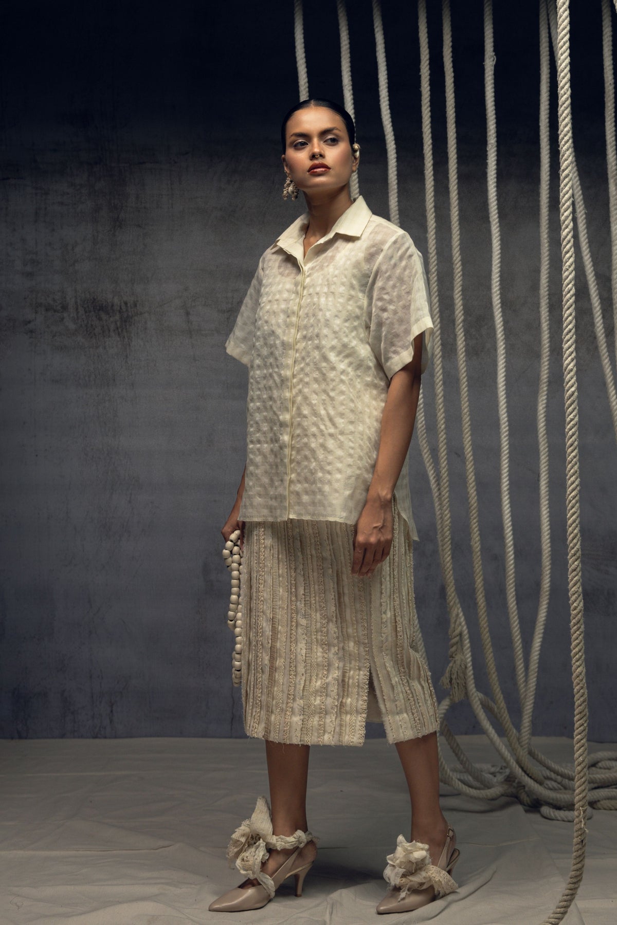 Ivory Checkered Shirt