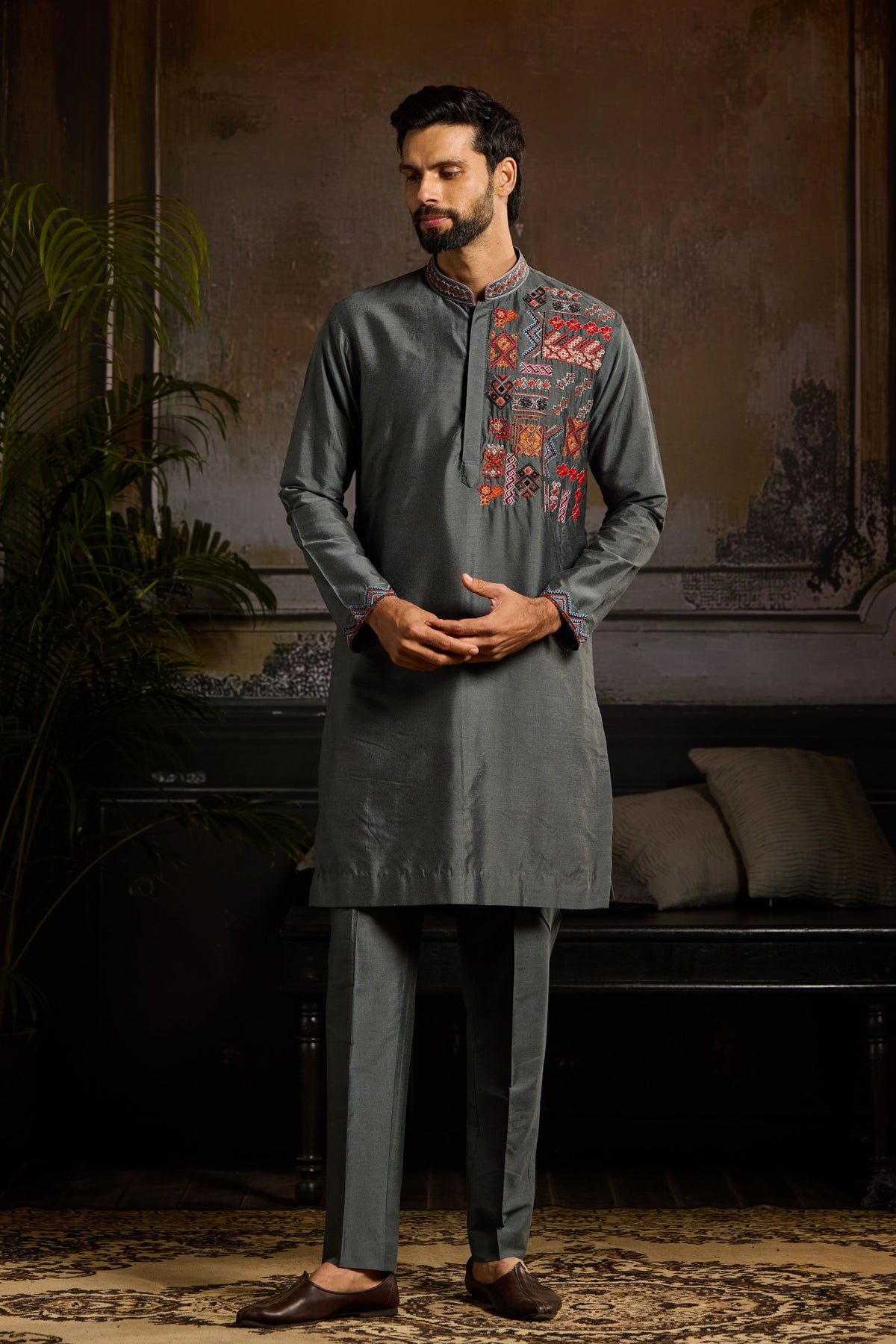 Colorful Trible Embroidered Kurta Set