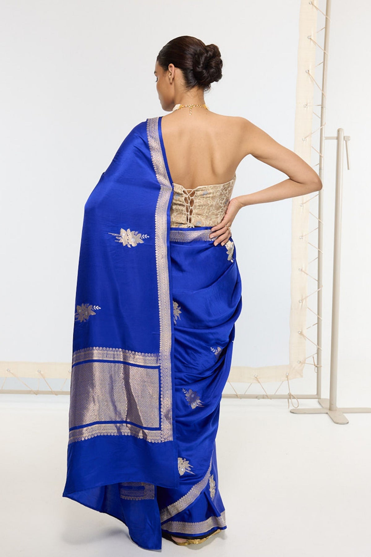 Handwoven Prussian Blue Saree