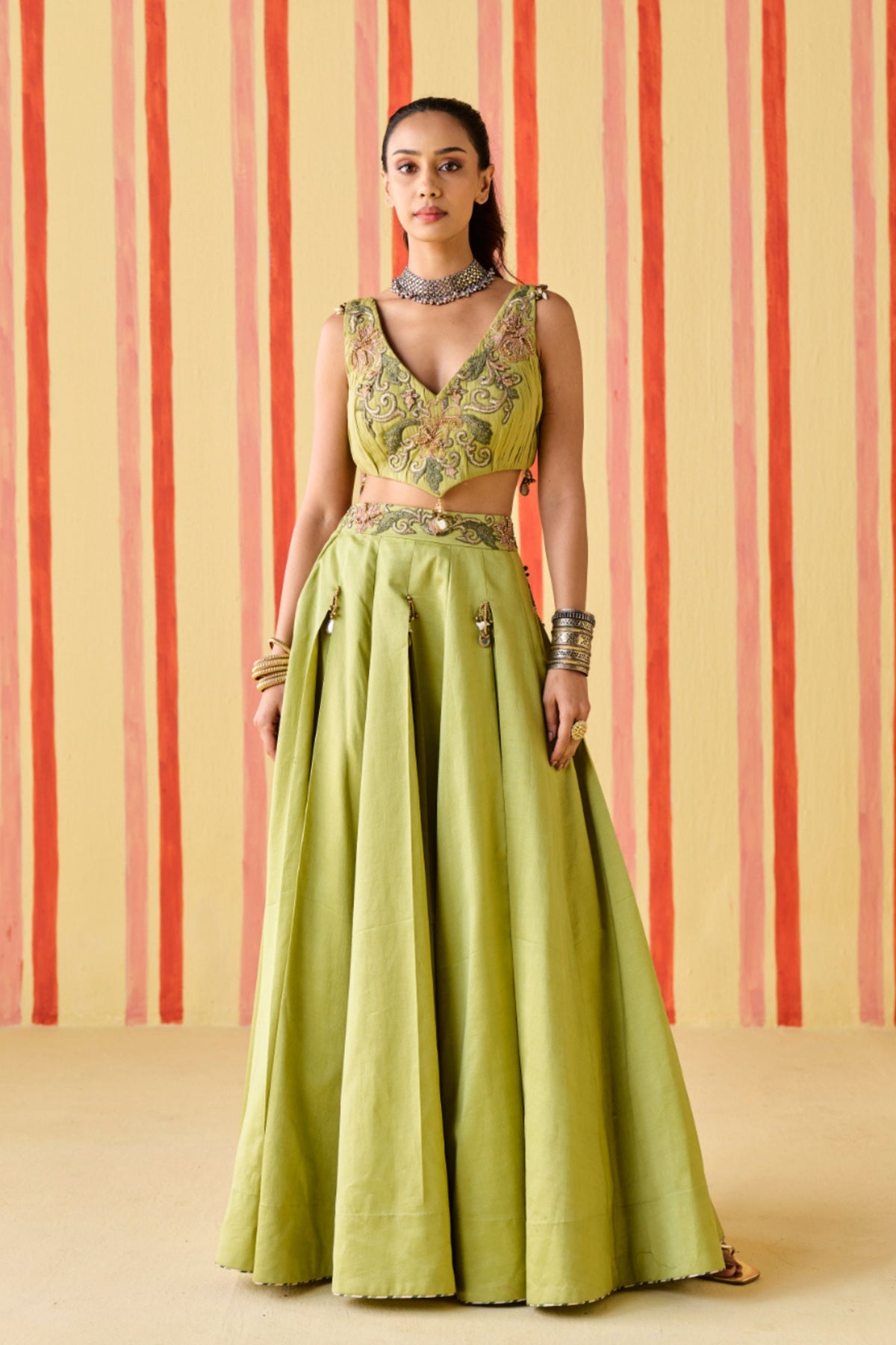 Gayatri Green Lehenga Set