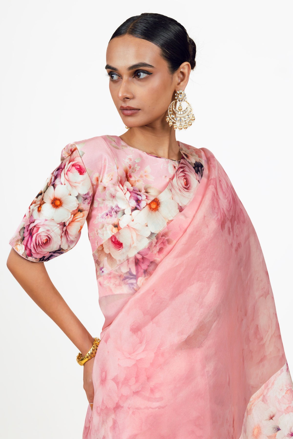 Lina Pink Organza Saree