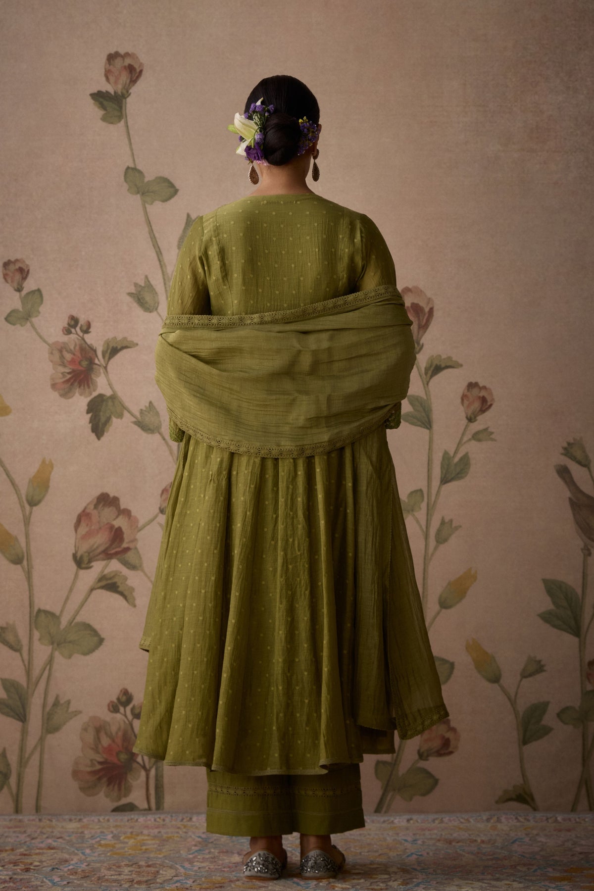 Green Lace A-line Kurta Set