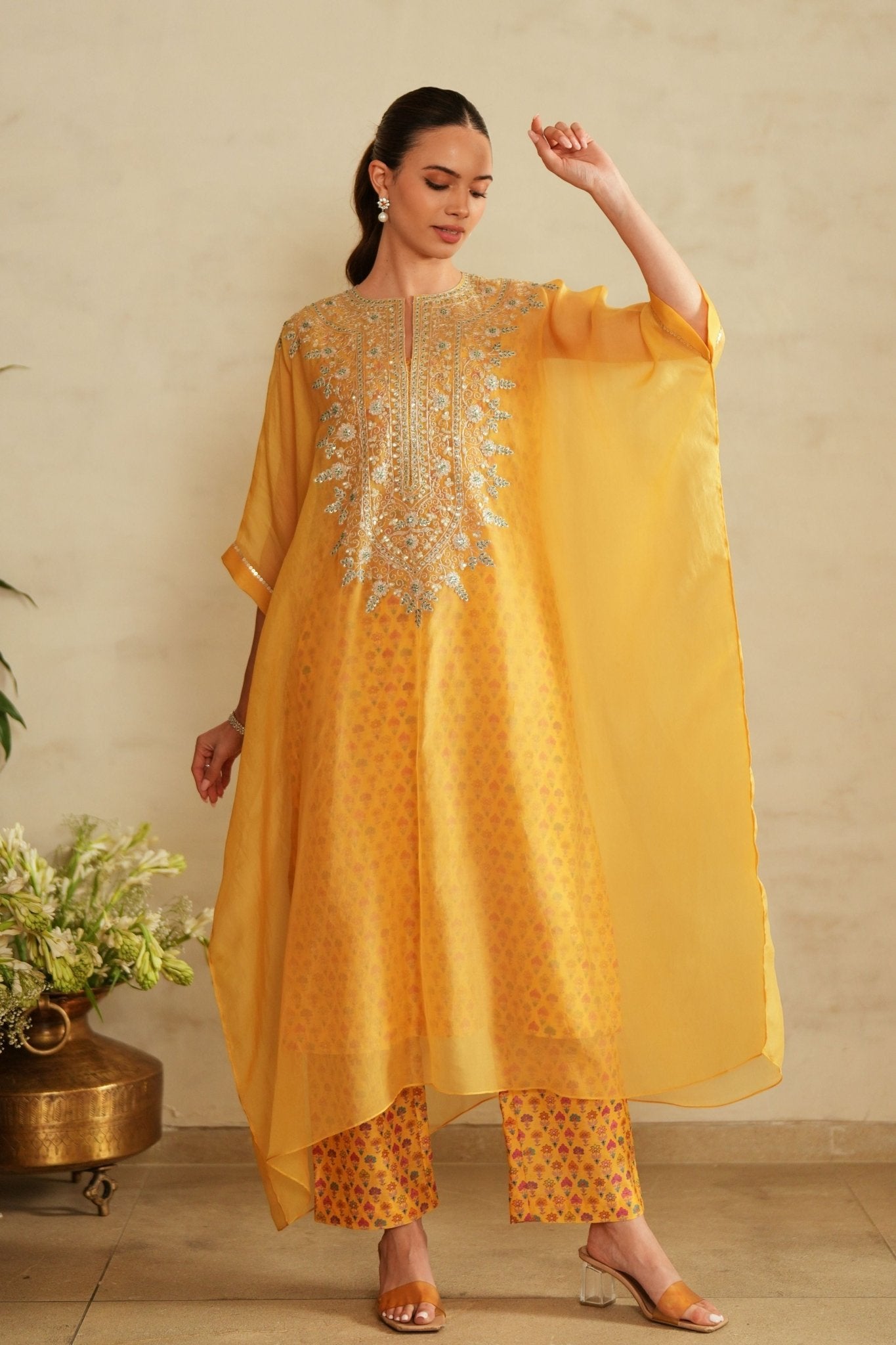 Mustard Kaftan Set - Saisha By Charu Arora - Elahe