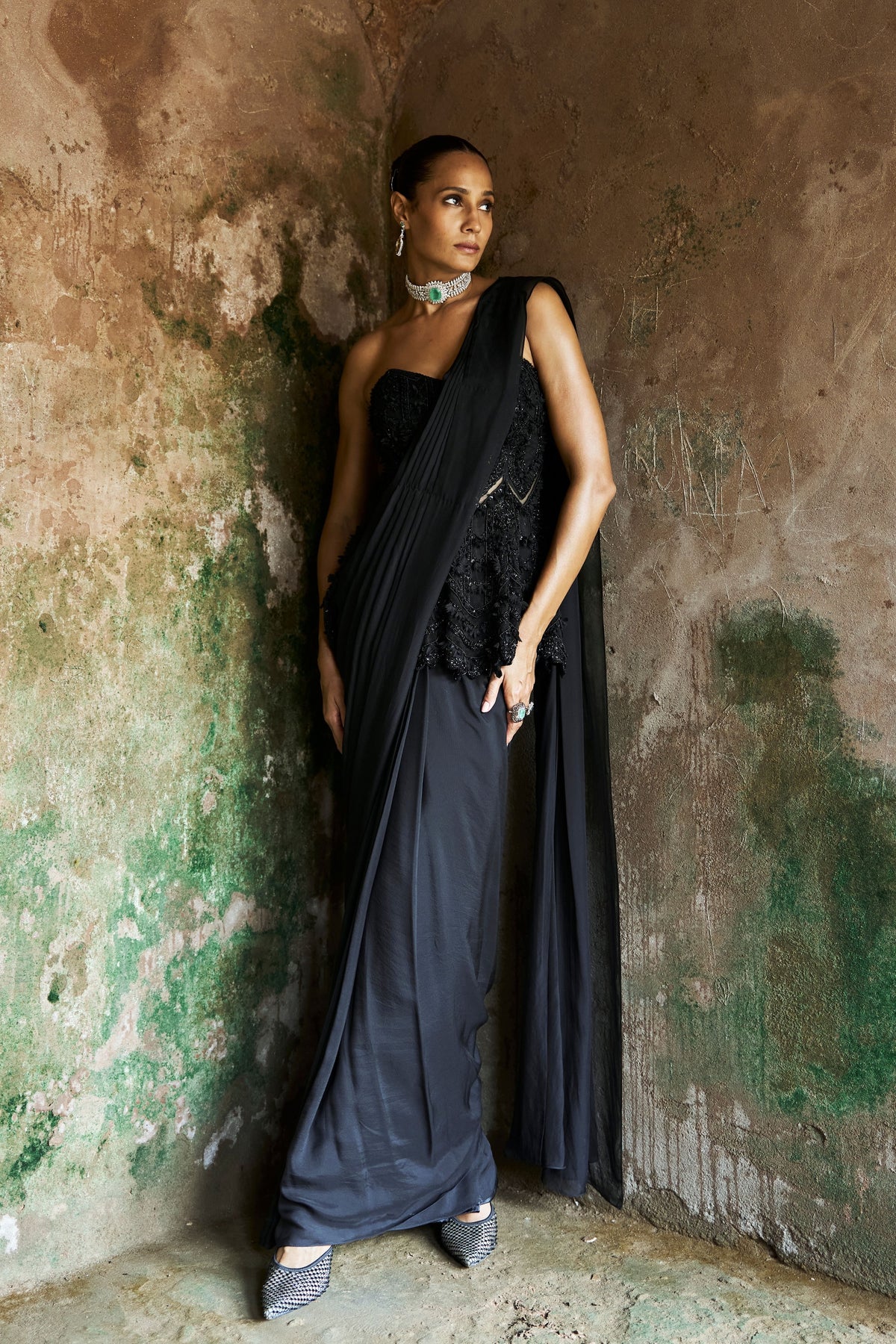 Black Orchid Saree Set
