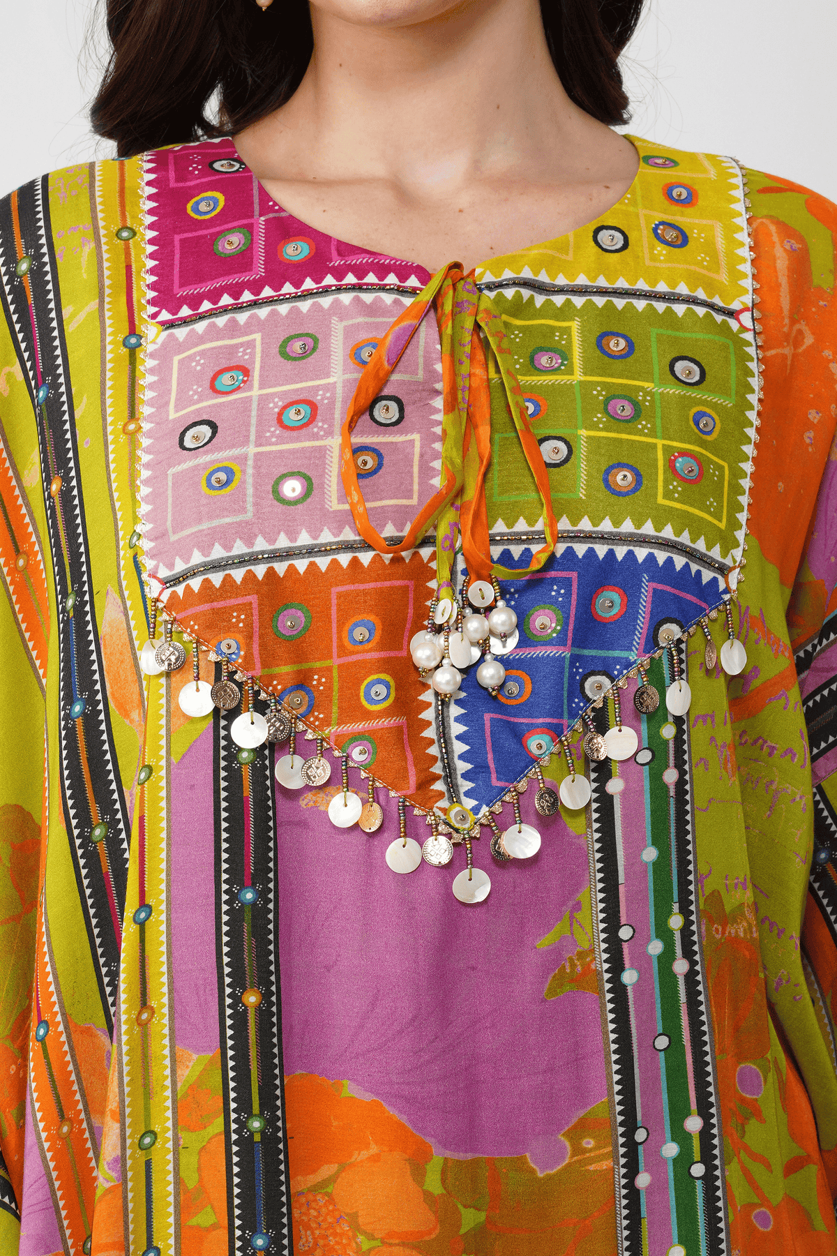 Banjara Bloom Asymmetric Kaftan Set