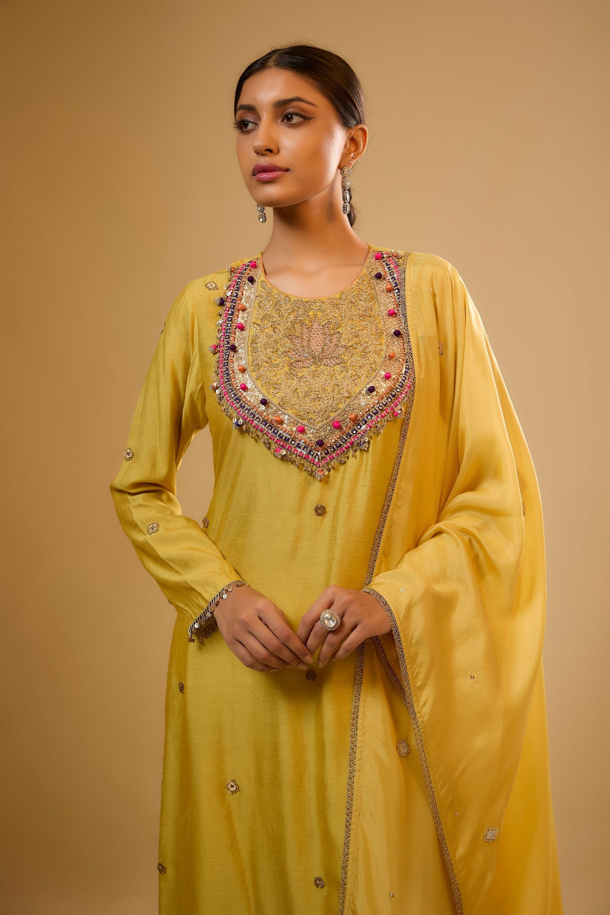 Lotus Yoke Yellow Kurta Set