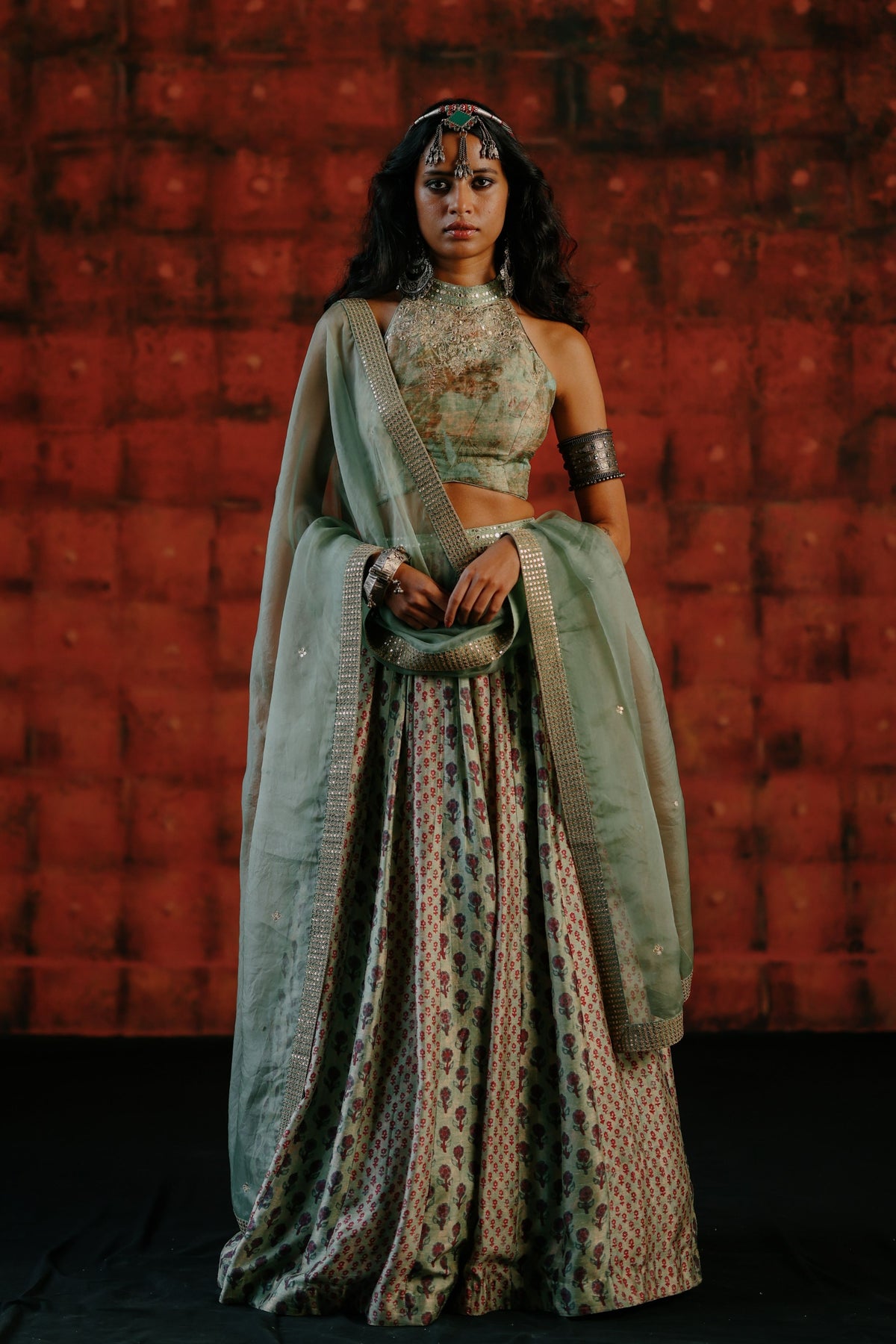 Mint Lehenga Set