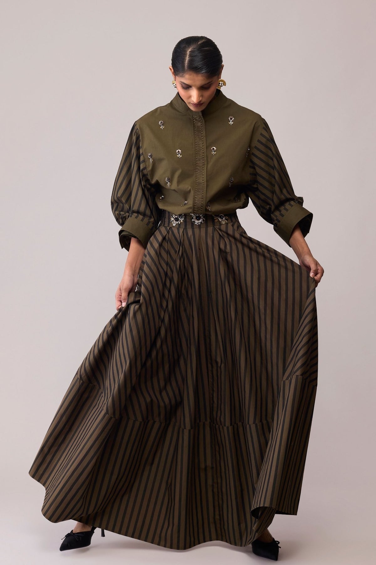 Fleur Olive Skirt - Bunka - Elahe