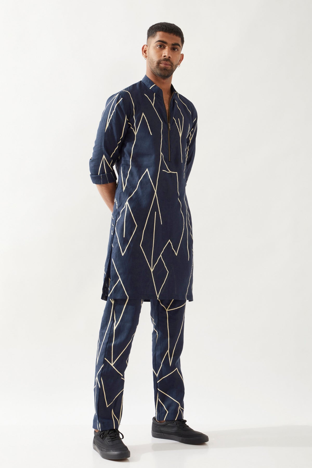 Rory Metal Navy Kurta Set