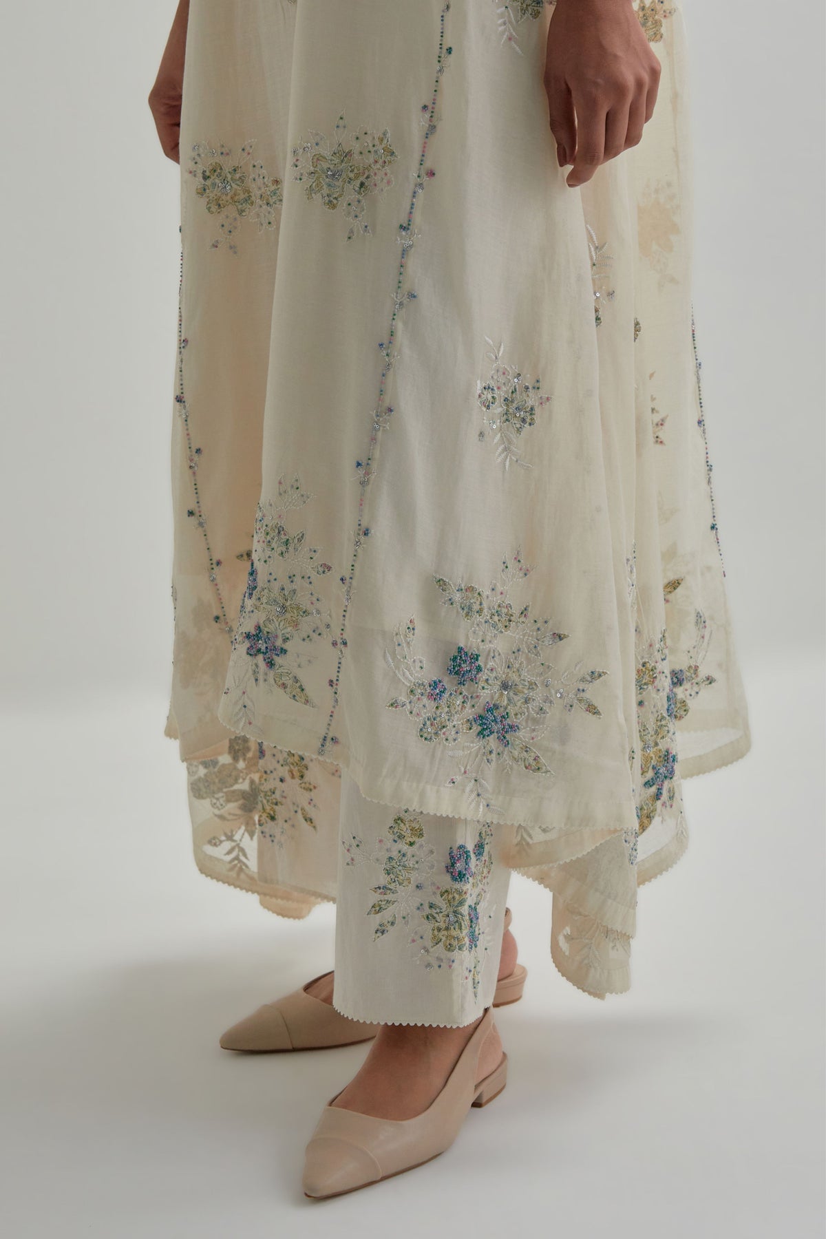 Blue Asymmetric Kurta And Pants