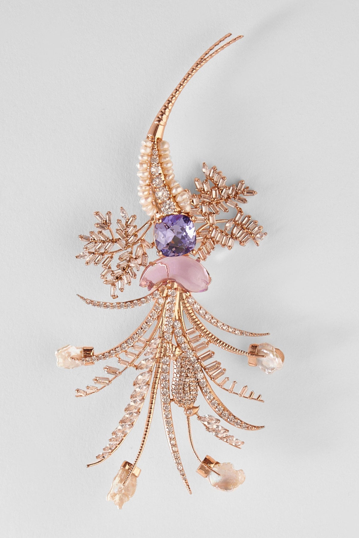 Le Sunset Palm Brooch in Tanzanite
