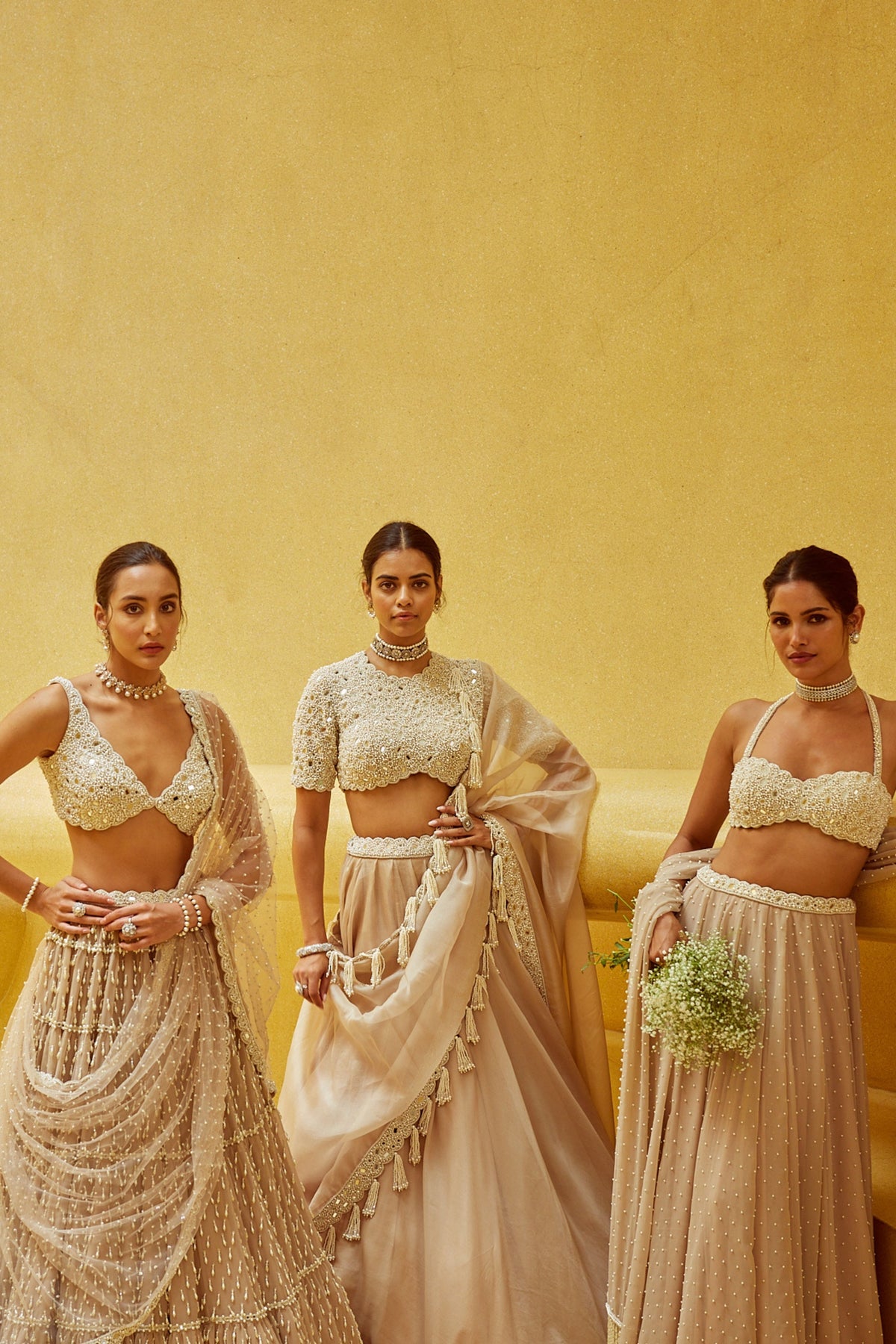 Light Beige Multi Tier Lehenga Set