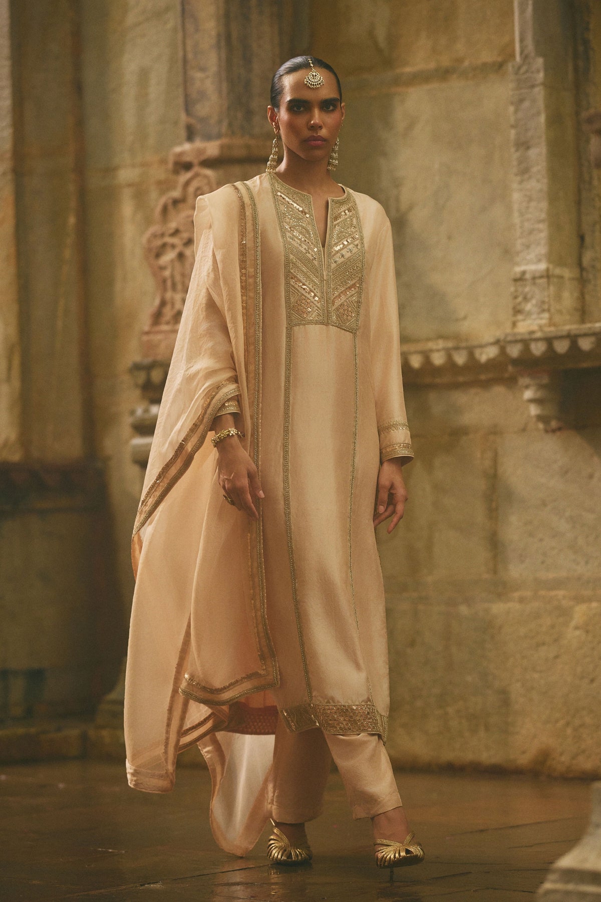 Beige Straight Kurta Set