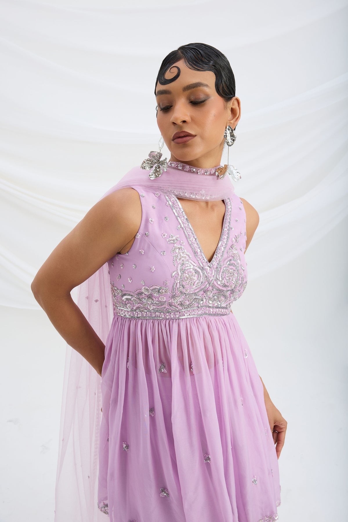 Lilac Organza Sharara Set