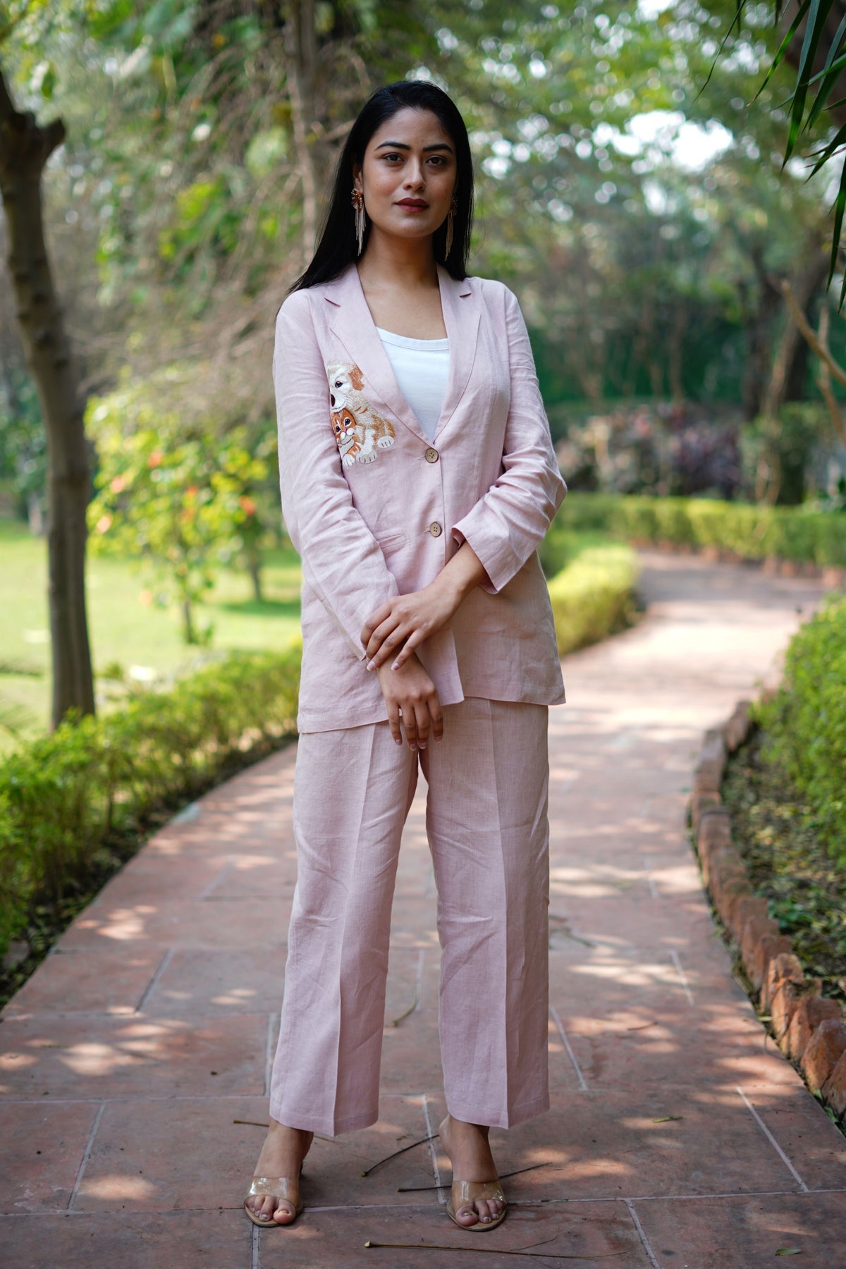 Light Pink Solid Pants