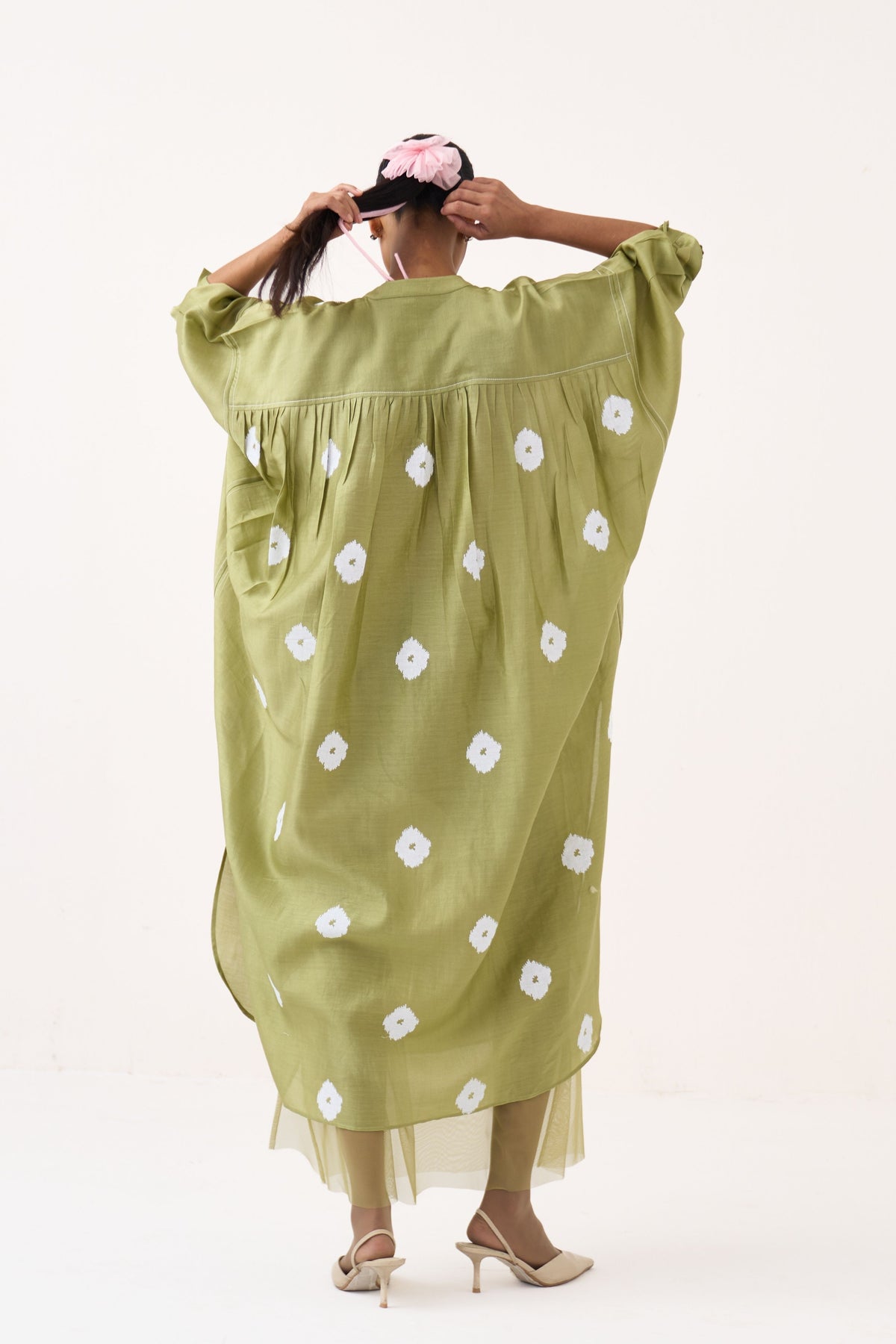 Block Print Bat Sleeve Dress