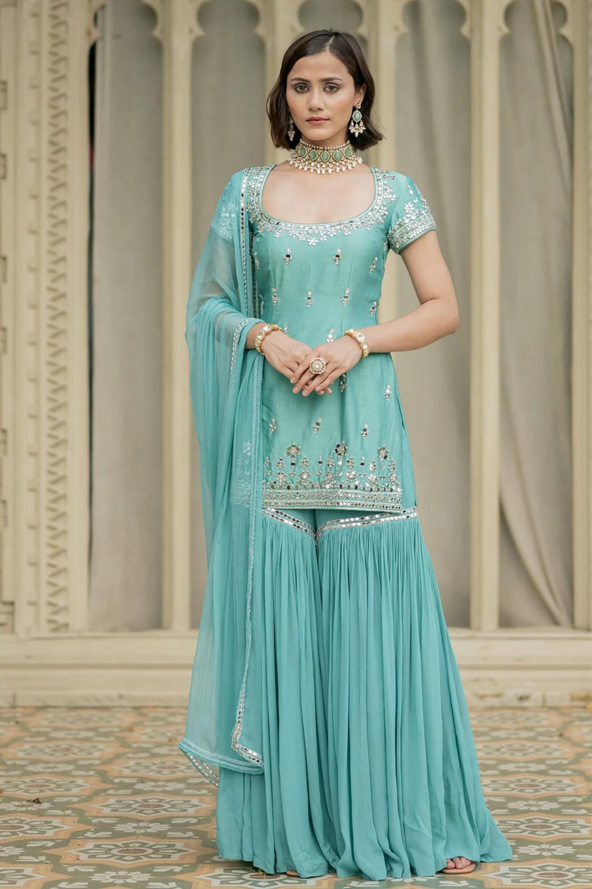 Blue Sharara Set