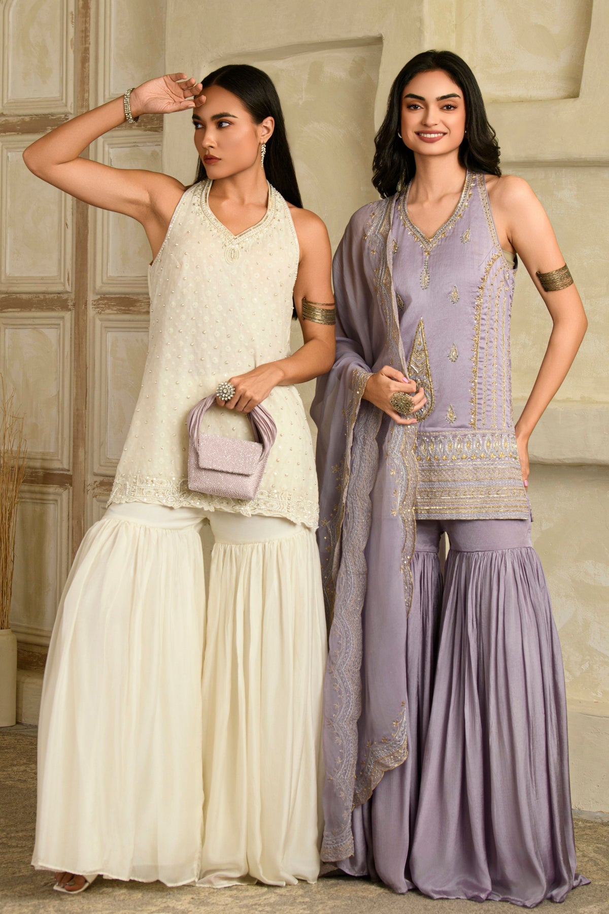 Ishqiya Tunic Set in Chandrika Ivory