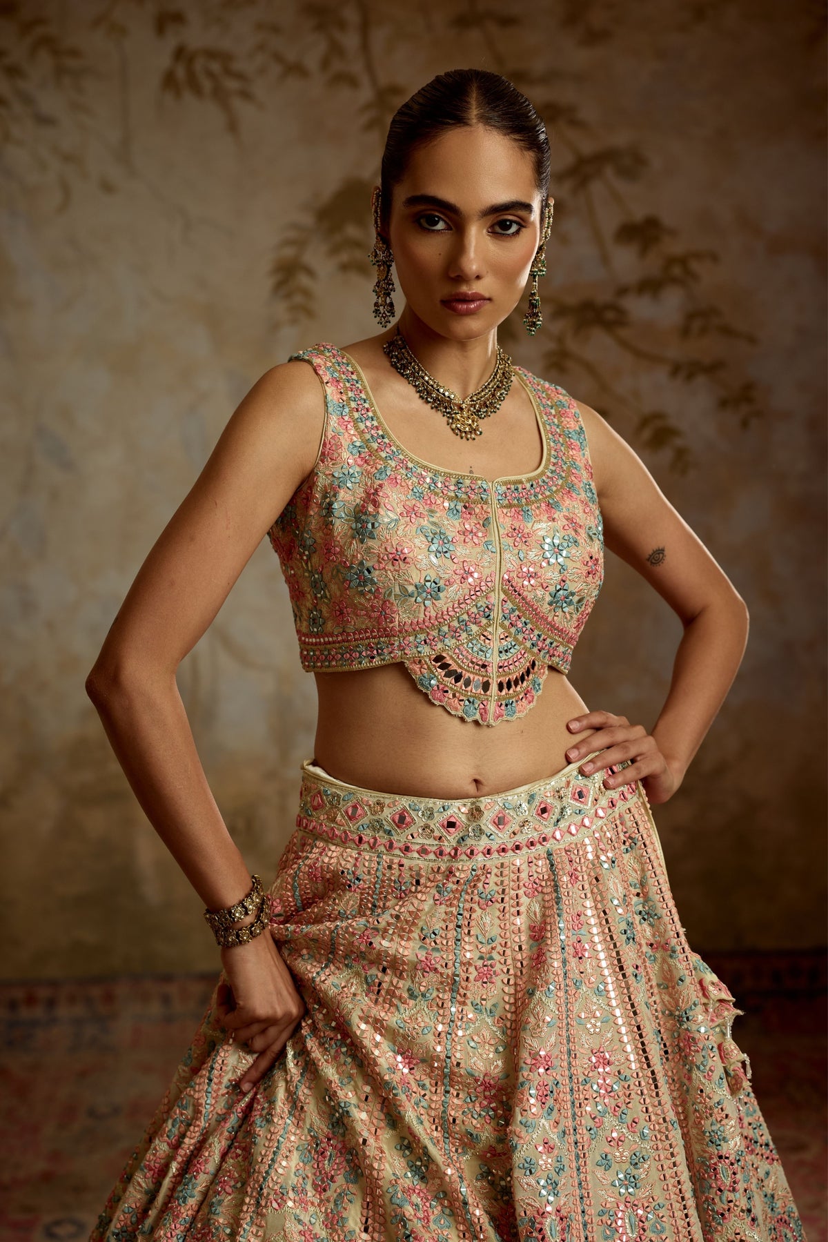 Ivory Tissue Lehenga Set