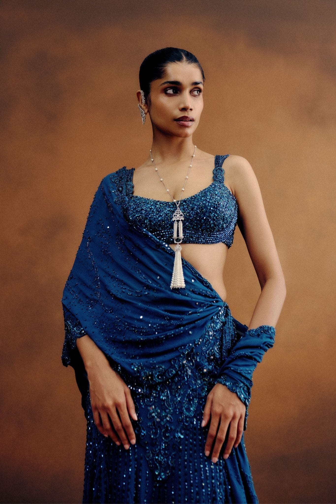 Oceanelle Draped Saree Set - Dolly J - Elahe