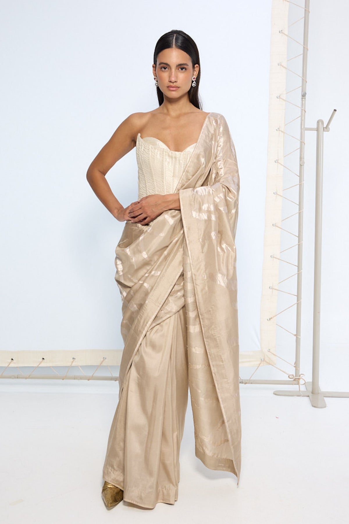 Handwoven Beige Silk Saree