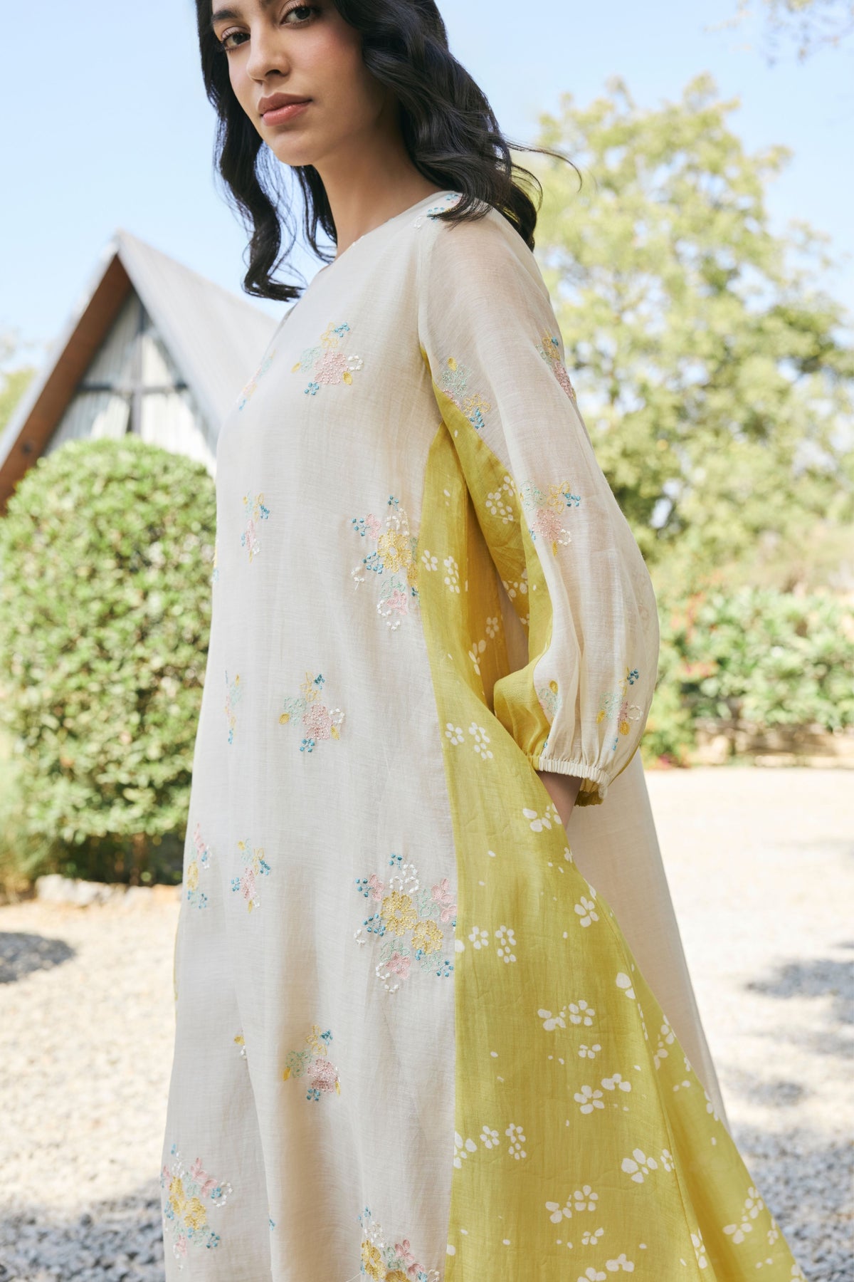 Ecru Embroidered Dress
