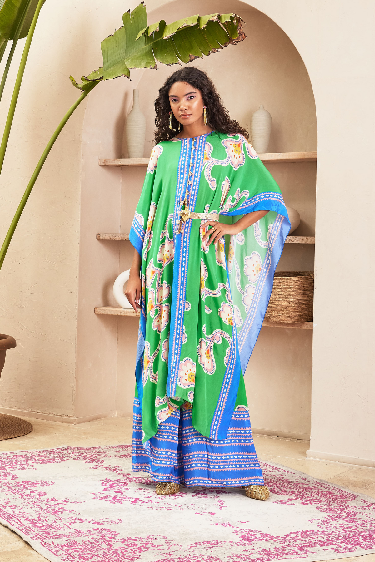 Aster Green Kaftan Top Set
